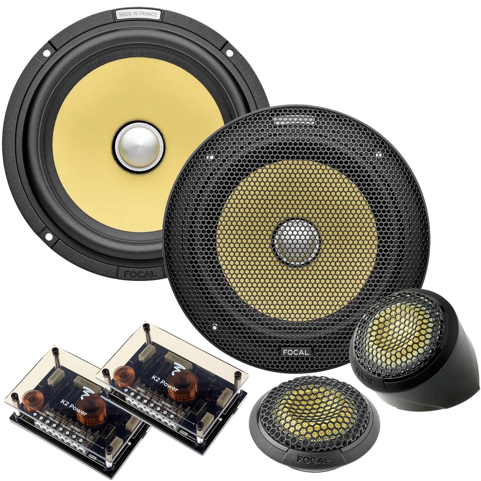 Focal ES165K2E - ELITE K2 Power, 200 Watts 165mm 6.5" 2 Way Component Kit Car Door Speakers