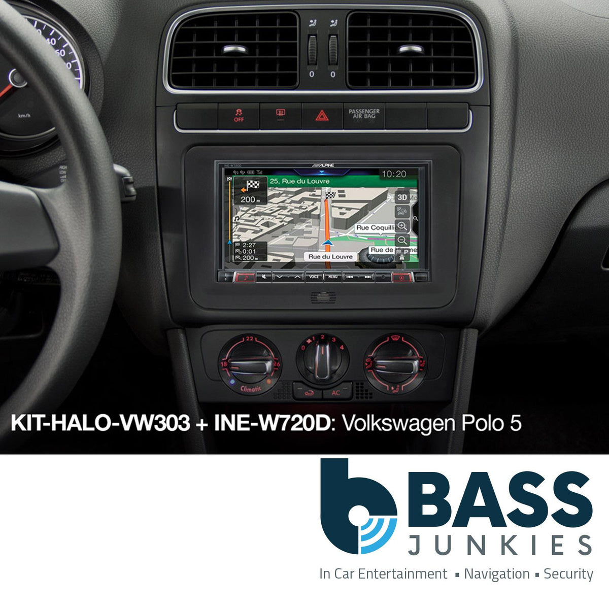 Alpine KIT-HALO-VW303 VW Seat Skoda 1-DIN/2-DIN Car Stereo Fascia & Fitting Kit