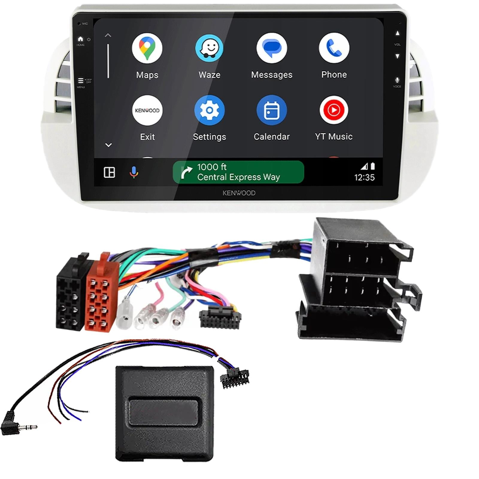 Kenwood 9" CarPlay Android Car Stereo Fitting Kit For Fiat 500 2007 - 2015 Ivory