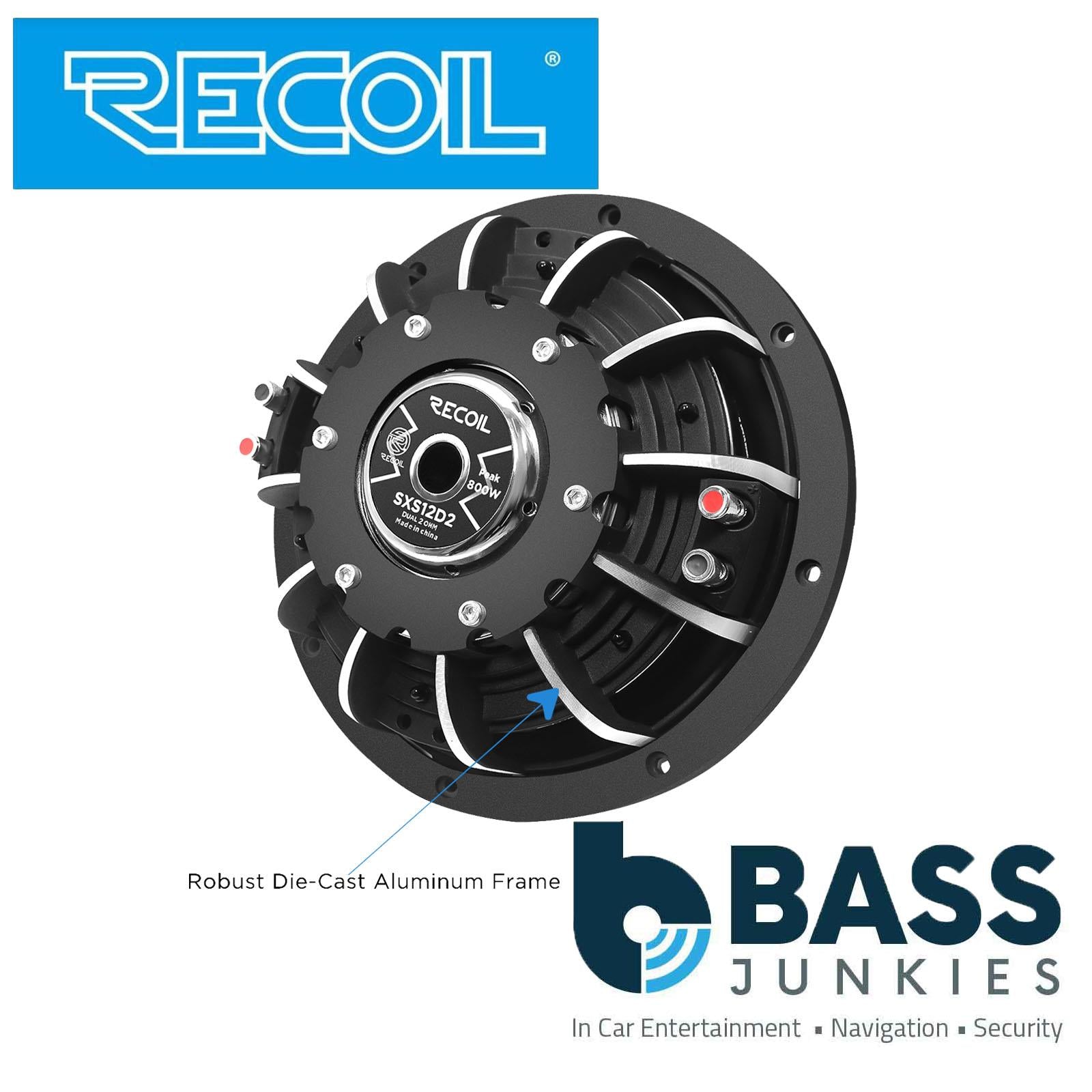 Recoil SXS12D2 - 800 Watts 12" Ultra Slim Shallow Dual 2 Ohm Car Sub Subwoofer
