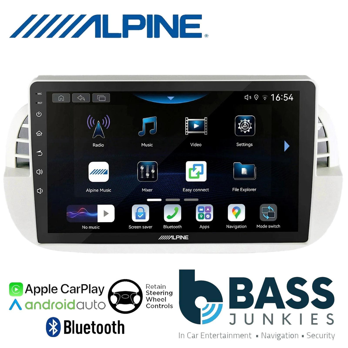 Alpine 9" CarPlay Android Car Stereo Fitting Kit For Fiat 500 2007 - 2015 Ivory