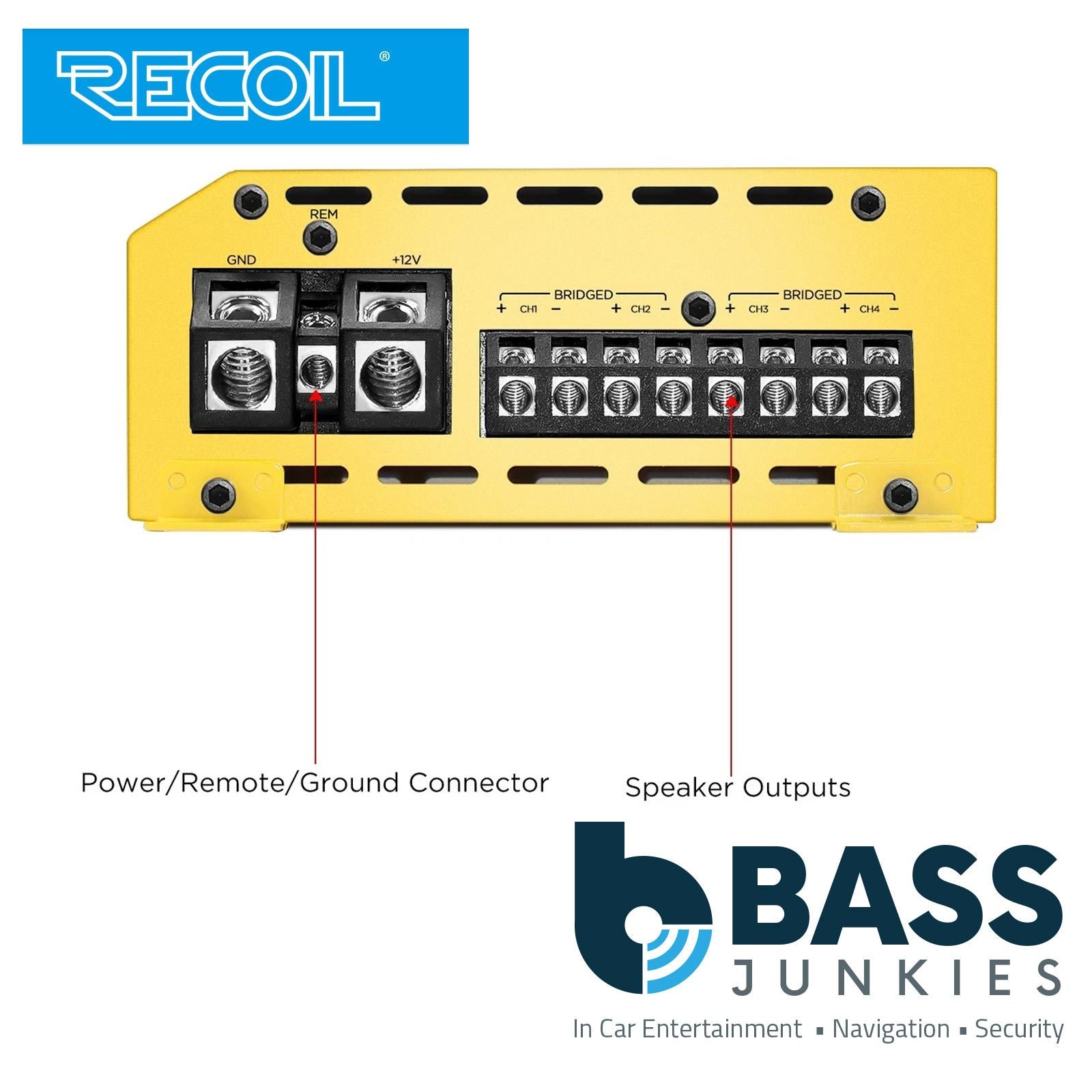 Recoil RL680.4 - 4 Channel Class D 680 Watts 170W x 4 RMS Compact Car Amplifier