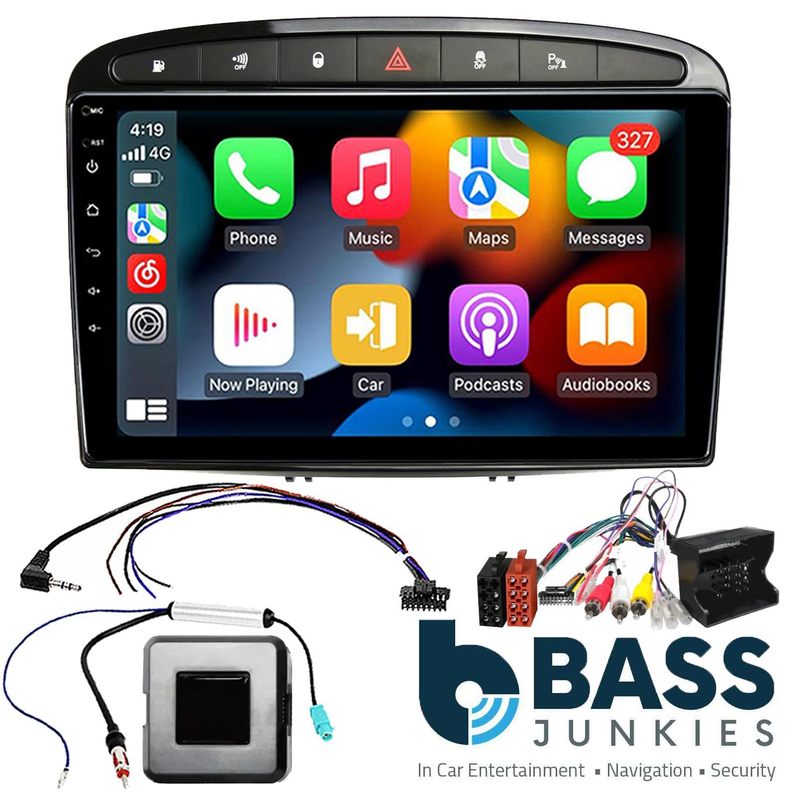 UPGRADED 9" CarPlay Android Car Stereo Kit For Peugeot 308 408 Black 2007 - 2013