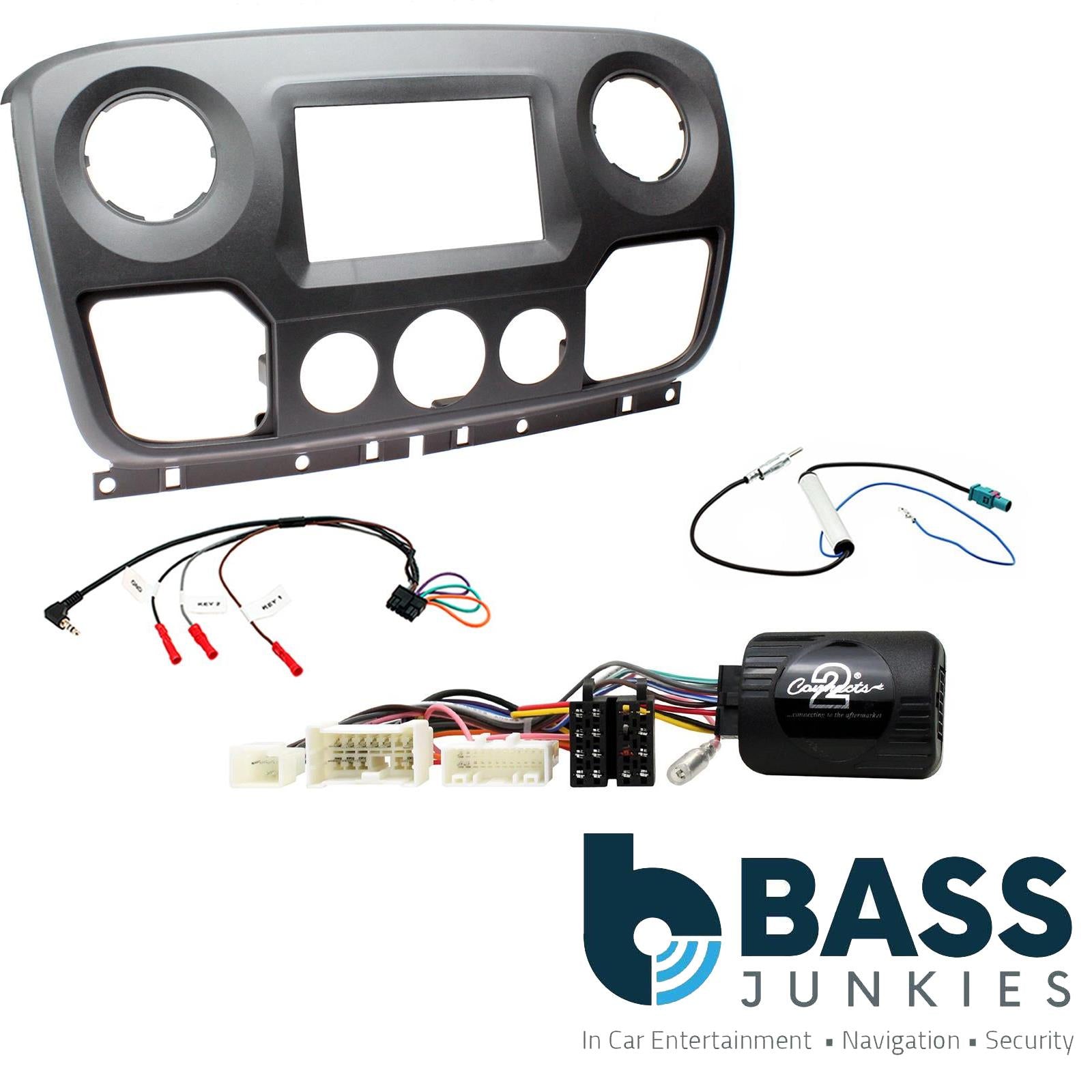 Double Din Stereo Fitting Kit + Steering Wheel Stalk Controls to fit Vauxhall Movano 2013- | Opel Movano 2013-