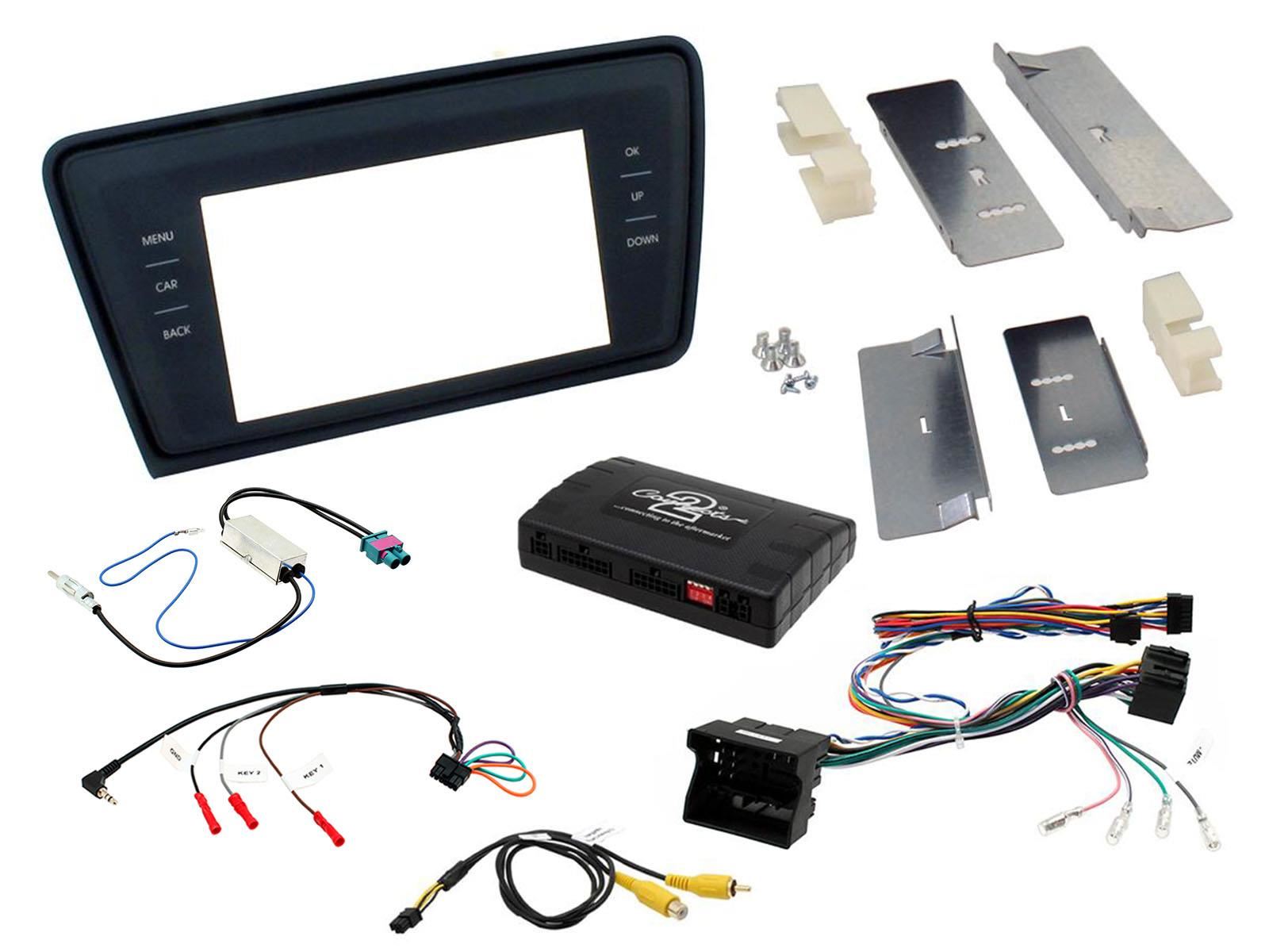 SONY DAB+ Apple | Android Double Din Stereo Fitting Kit + Steering Wheel Stalk Controls to fit Skoda Octavia 2013-17