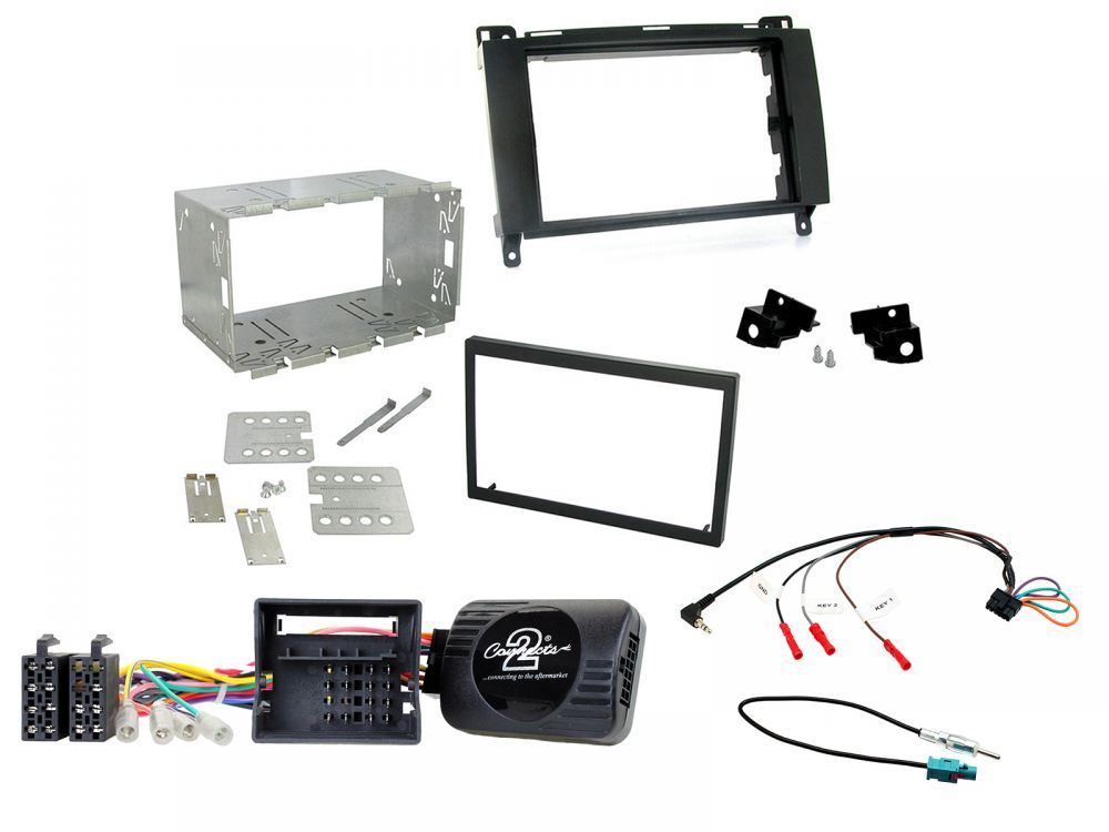 Connects2 CTKMB12 - Mercedes Benz A Class 2004 - 2012 Double Din Fascia & Steering Wheel Interface Installation Kit