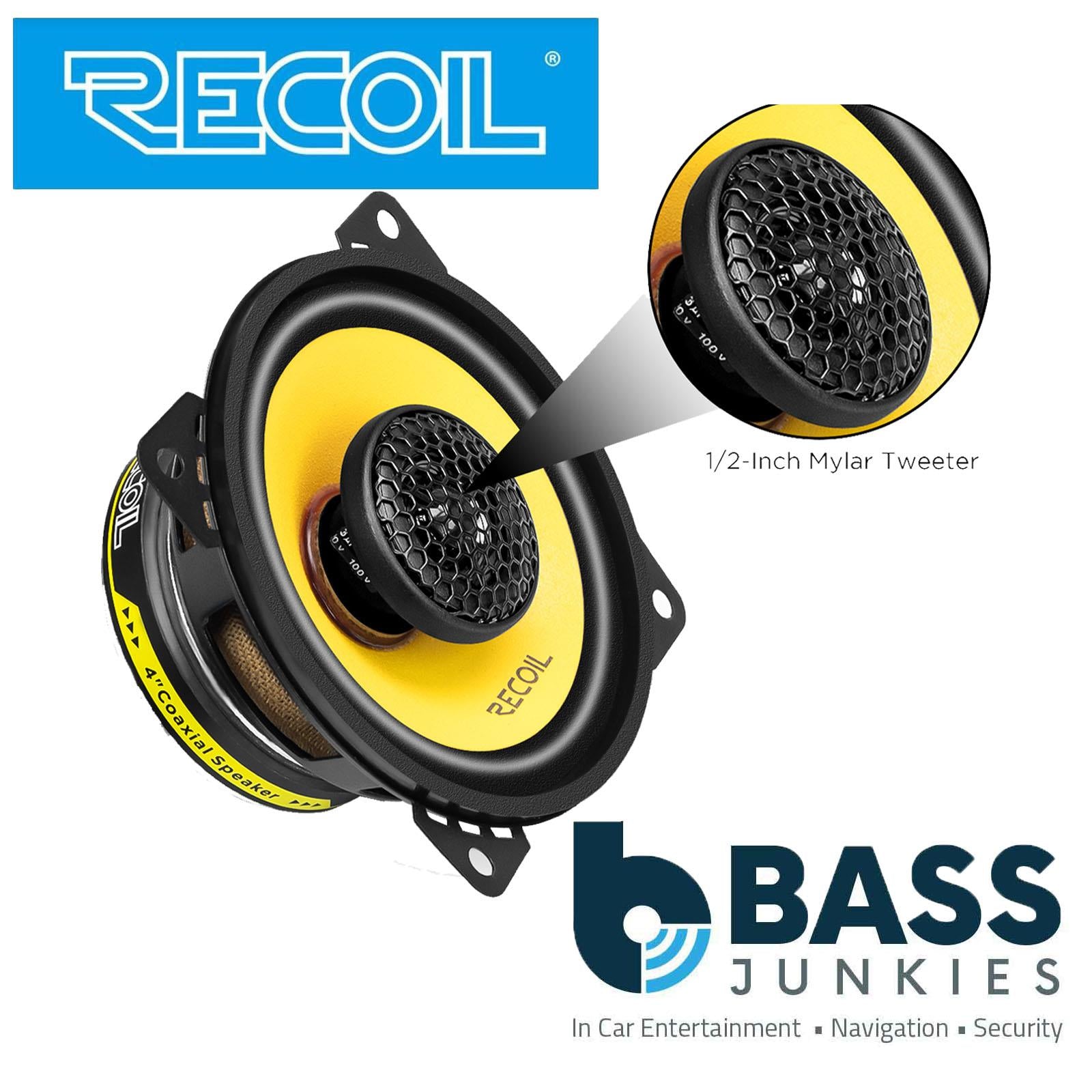 Recoil RLX402 - 120 Watts 4" Inch 10cm 2-Way Coaxial Car Door Speakers Pair