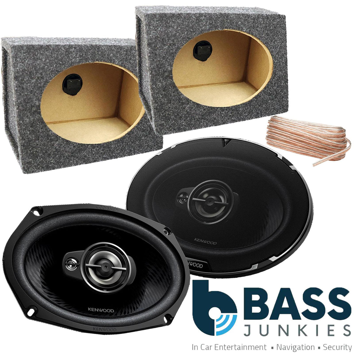Kenwood KFC-PS6977 - 6x9 1140 Watts 3-Way Speakers wth  Grey MDF Boxes Pair
