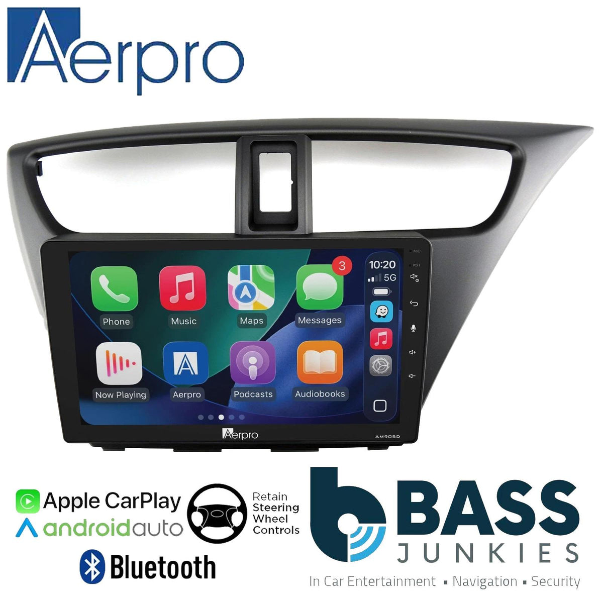 Aerpro 9" DAB CarPlay Android Car Stereo Kit For Honda Civic EU Version 2012 On