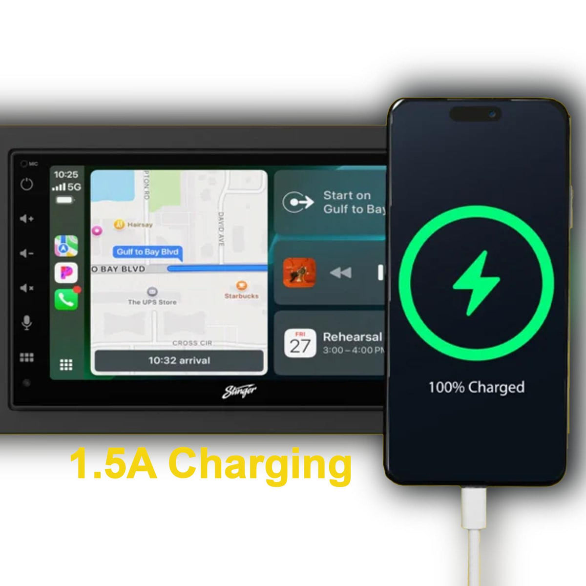 Stinger IE268E 6.8" Touchscreen Apple CarPlay Android Auto BT DAB Car Stereo