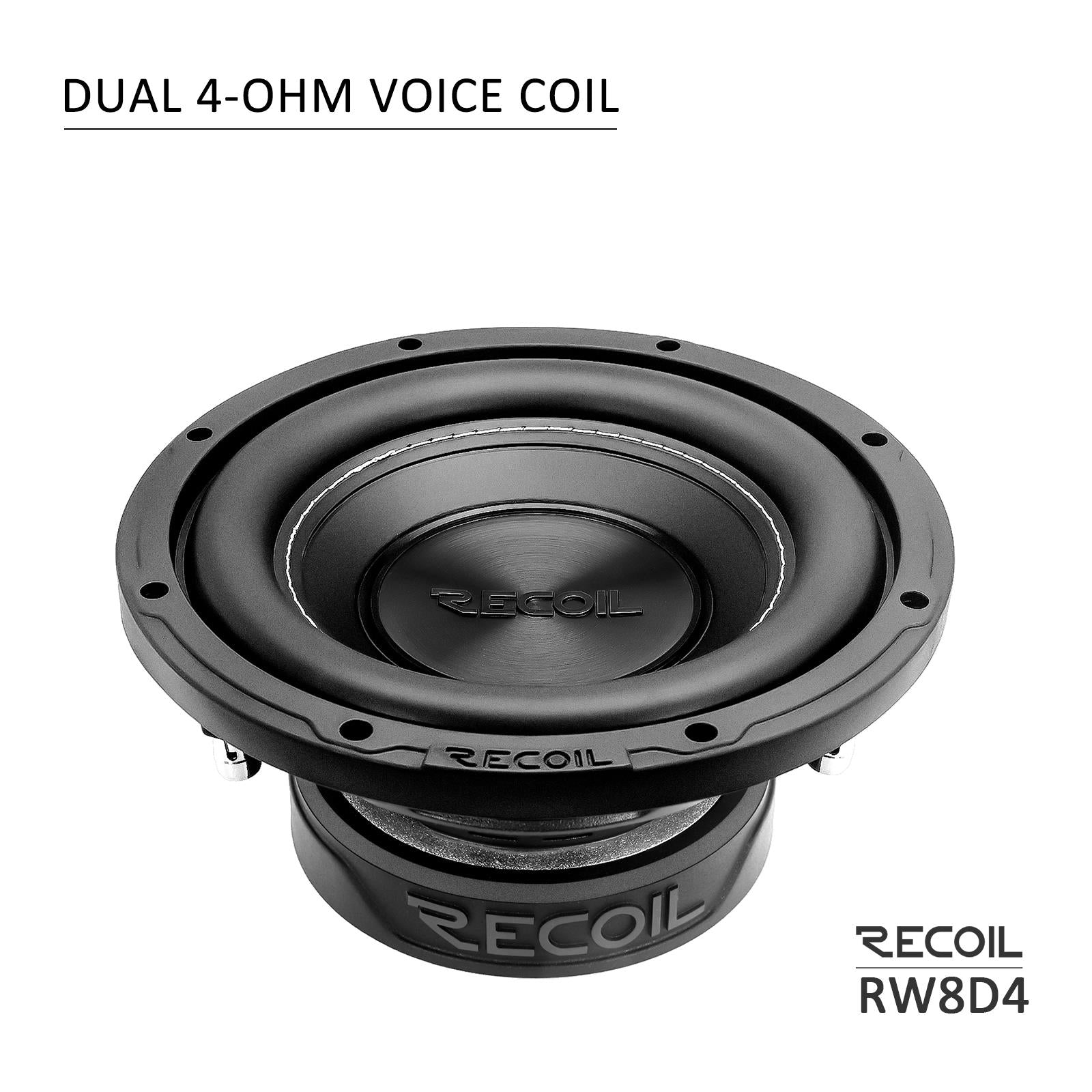 Recoil RW8D4 - 400 Watts 8" Inch 20cm Dual Voice Coil 4-Ohm Car Sub Subwoofer