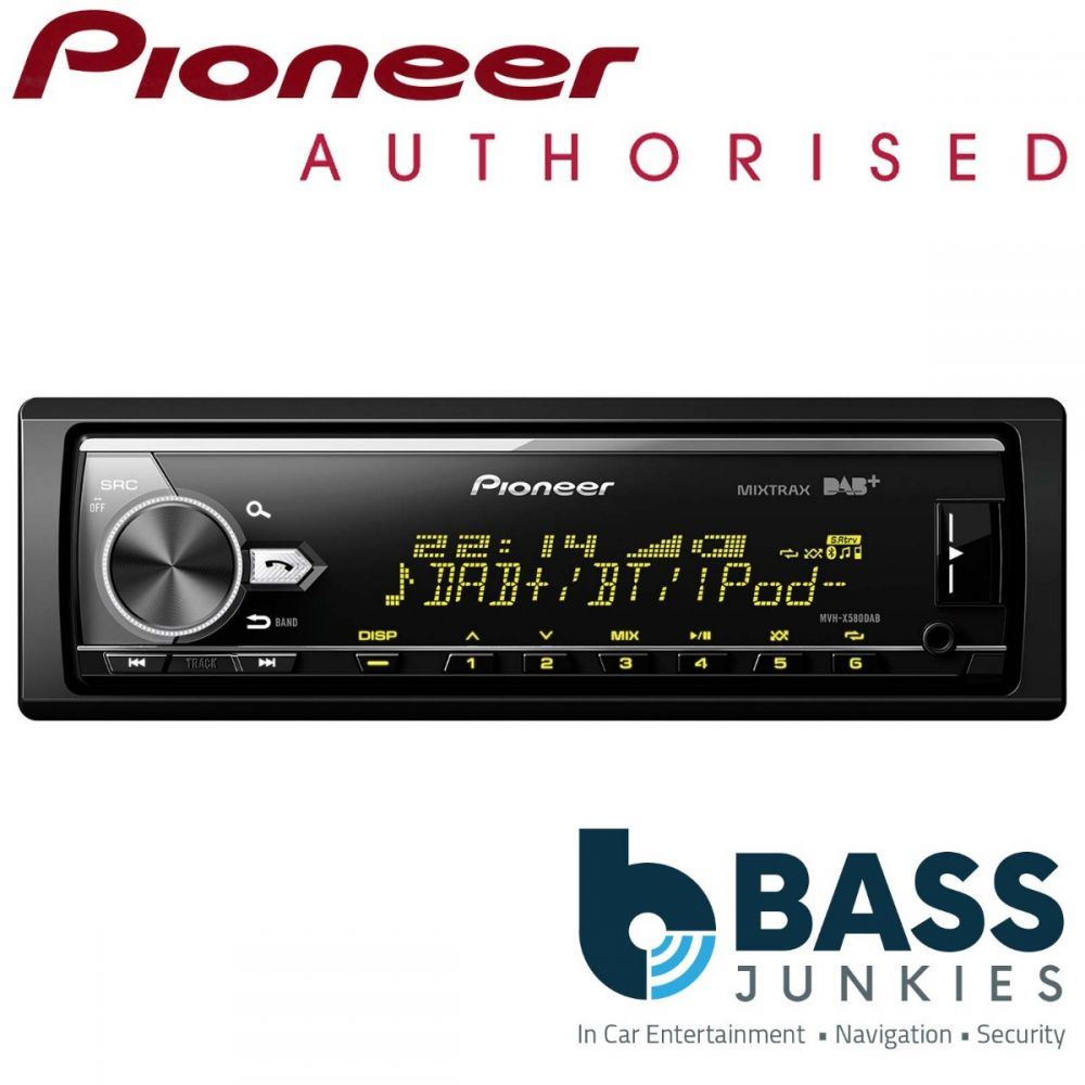 Pioneer MVH-X580DAB - Single Din Mechless USB AUX AM/FM DAB Bluetooth Car Stereo