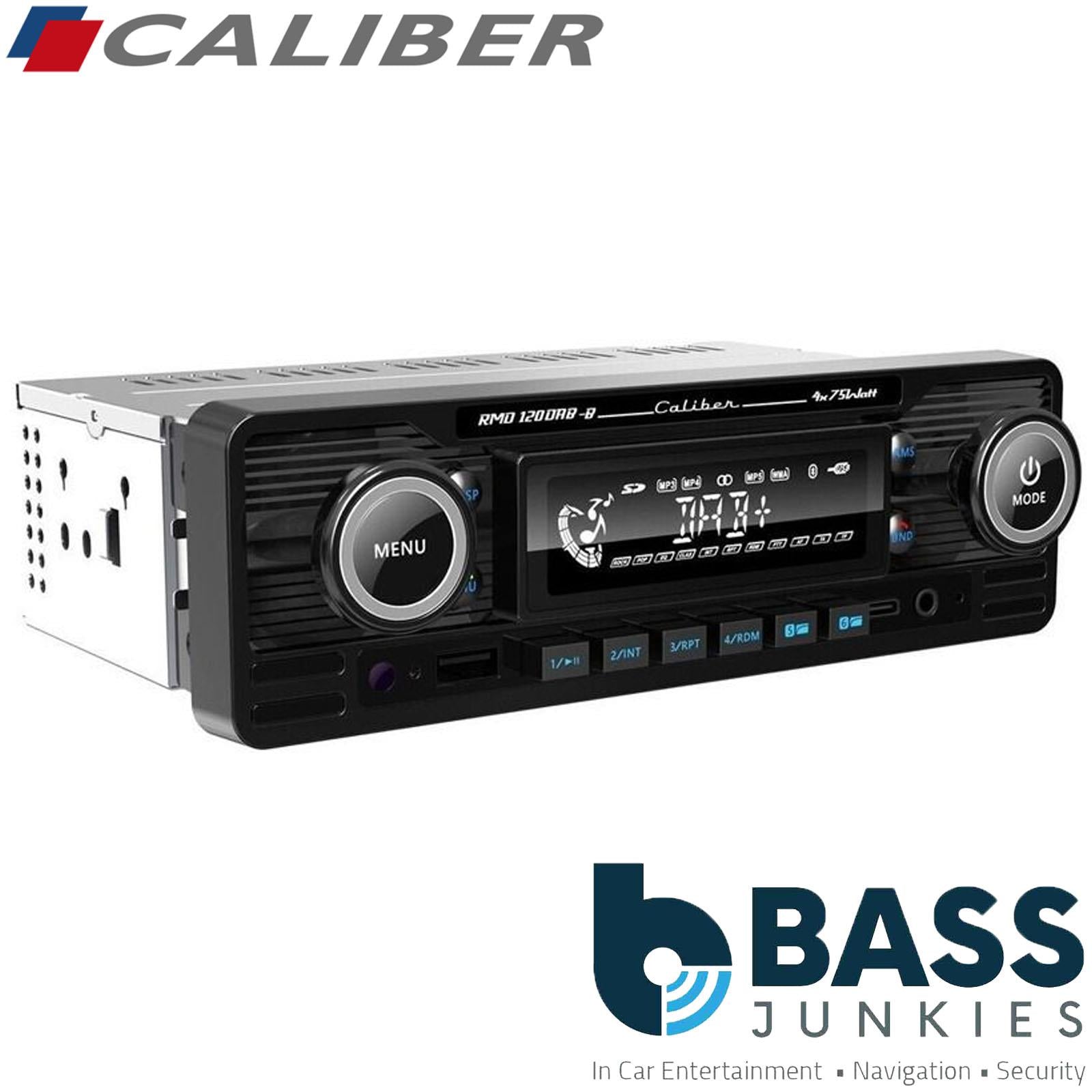 Caliber Retro DAB Bluetooth Car Stereo Radio Black USB-C Charging & FM