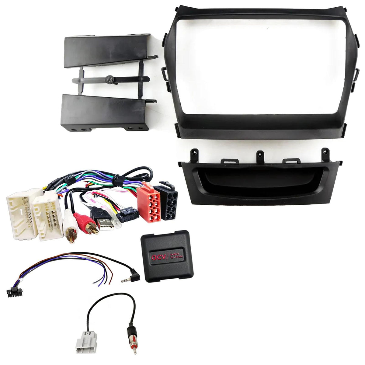 For Hyundai Santa Fe / ix45 2012 On Fascia Panel & Steering Control Interface For 9" Android Car Stereo