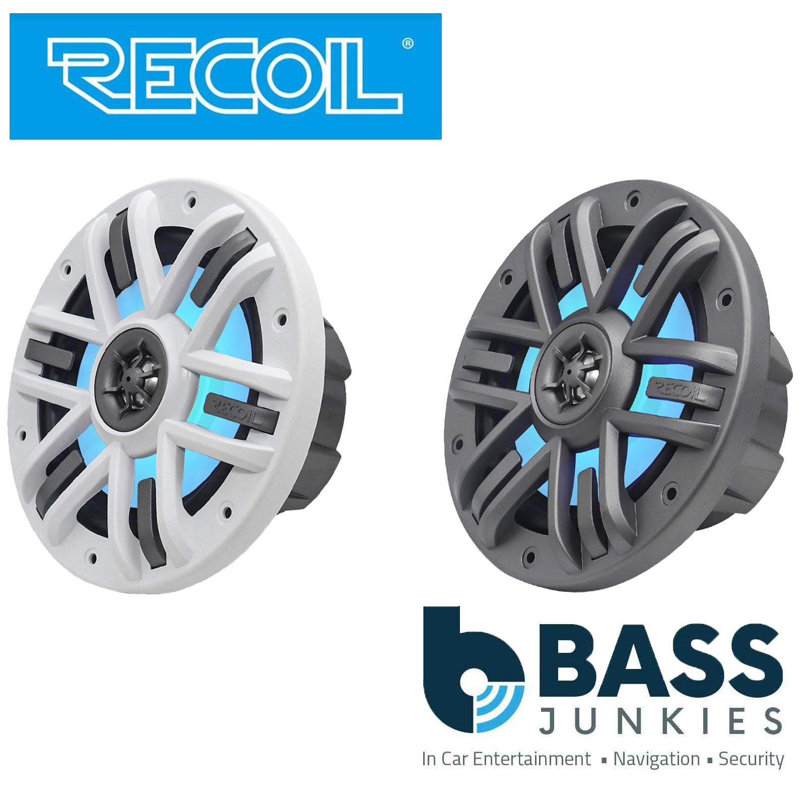 Recoil M1-65 - 6.5" 17cm Marine Boat Outdoor Speakers with Built-in RGB LED Pair