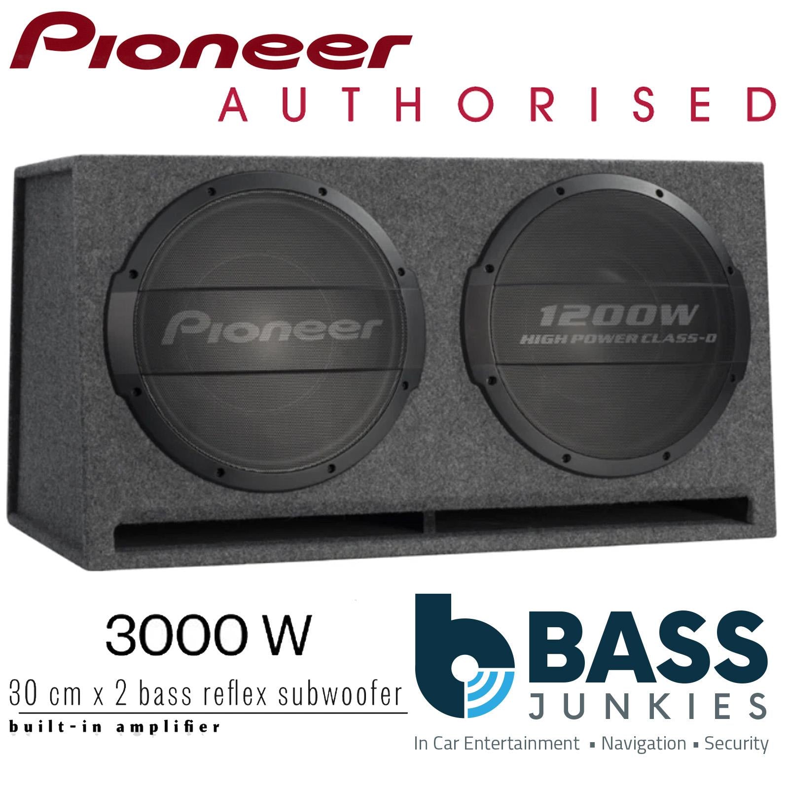 Pioneer TS-WX1220AH - 3000 Watts Twin 12" Active Car Subwoofer Slot Ported Bass Box Enclosure