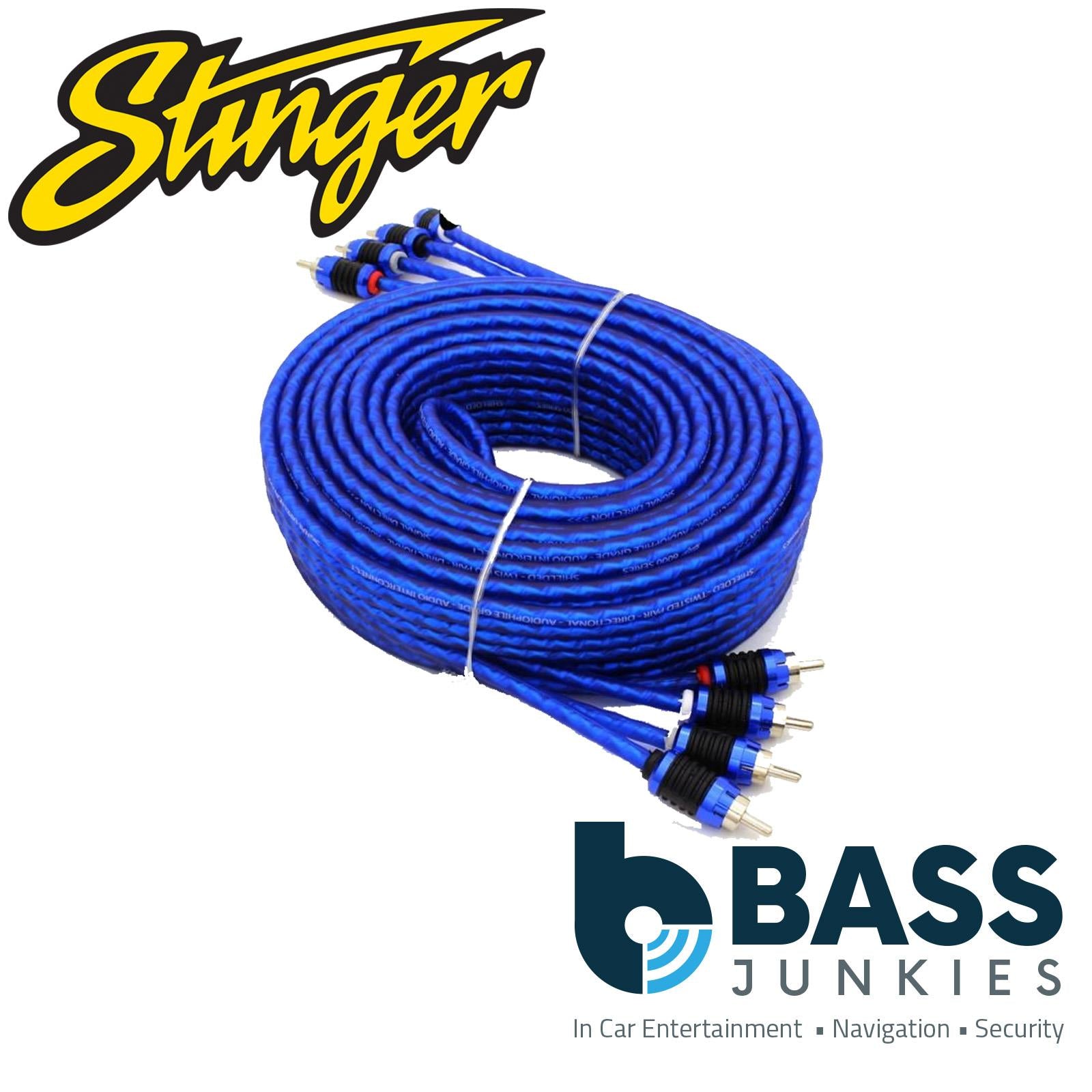 Stinger SI6412 6000 Series 3.66 Metre 12Ft 4CH Shielded Directional Twisted RCA Phono Car Stereo Cable