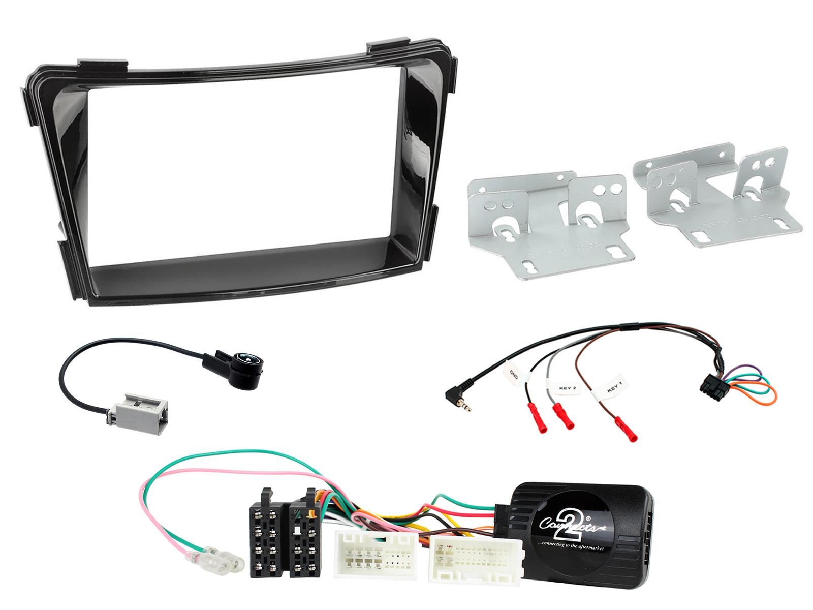 Grundig 6.8" Apple Android Double Din Stereo Fitting Kit + Steering Wheel Stalk Controls to fit Hyundai i40 2011-