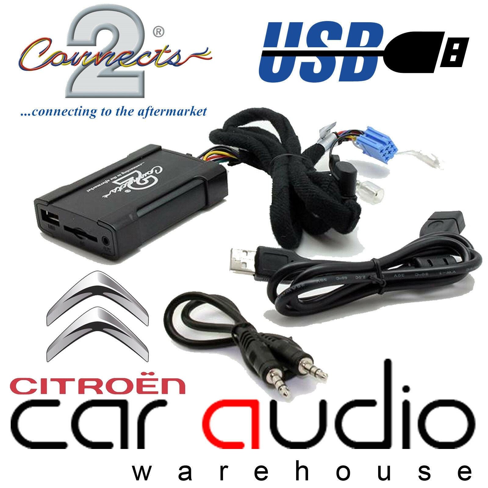 Connects2 CTACTUSB001 Citroen C2 C3 C5 C8 Car USB SD AUX In Interface Adaptor