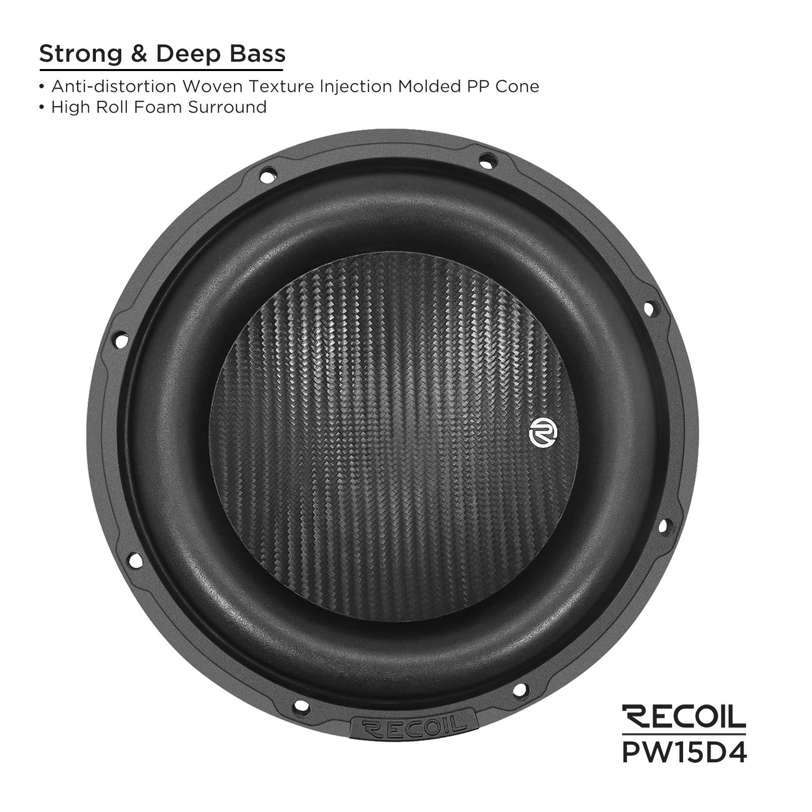 Recoil PW15D4 - 1600 Watts Echo Pro Series 15-Inch Dual 4-ohm Car Subwoofer