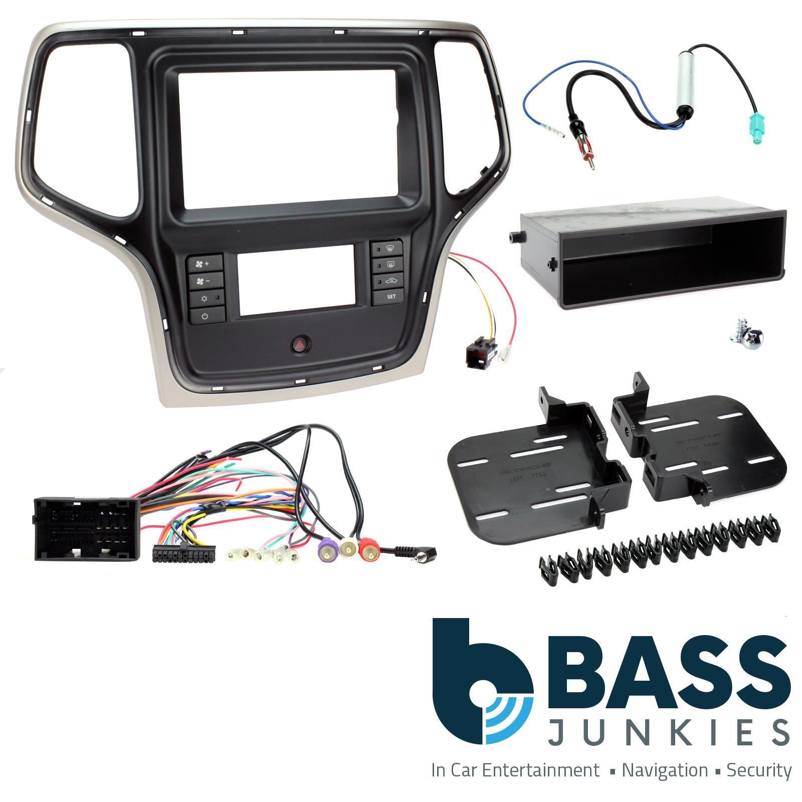 Double Din Stereo Fitting Kit + Steering Wheel Stalk Controls to fit Jeep Grand-Cherokee 14-21