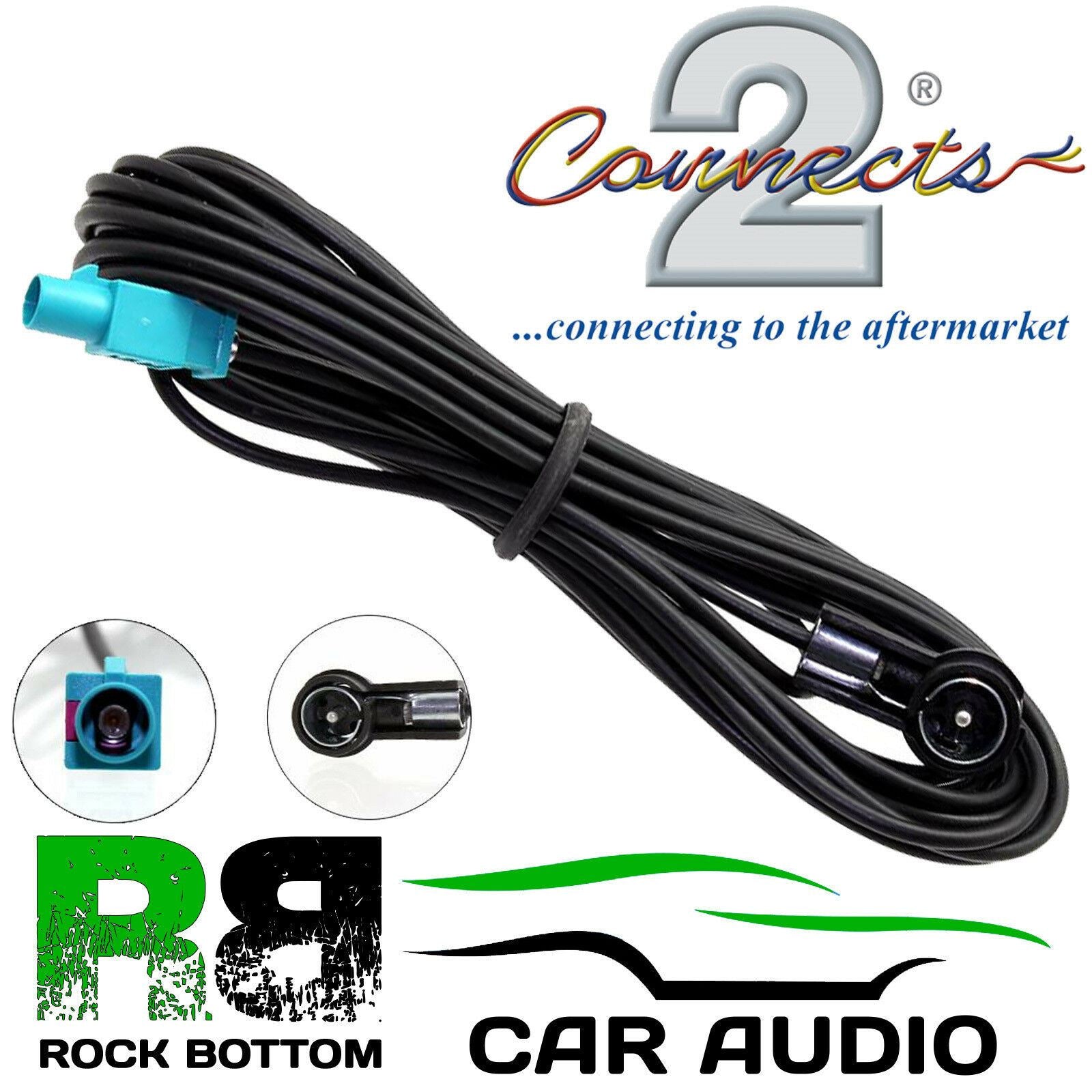 Connects2 CT27AA123 - Car Stereo 5 Meter Fakra Male to ISO Male Extension Aerial Adaptor