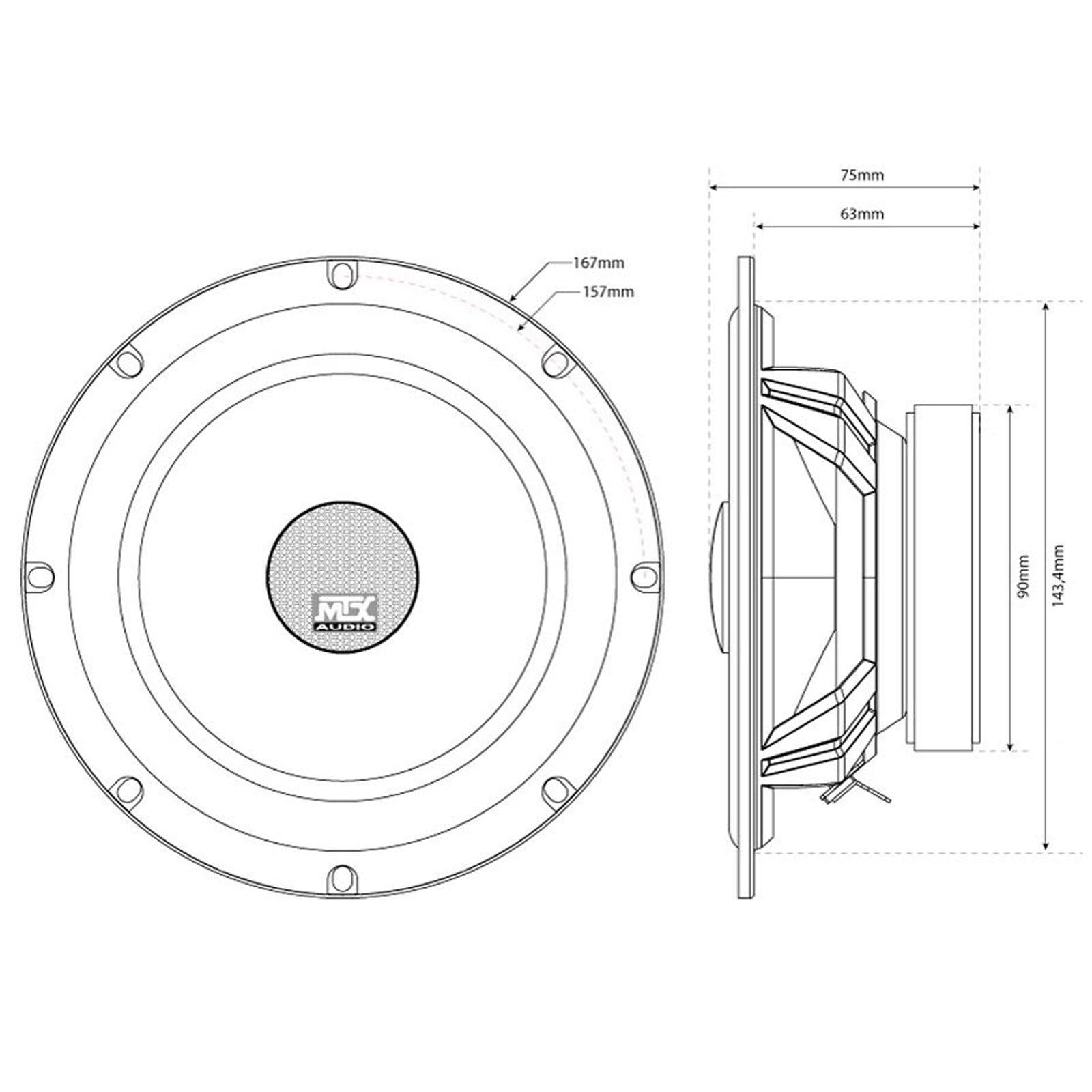 MTX TX465C - 6.5" 555W 2-Way Coaxial Car Door Speakers Pair