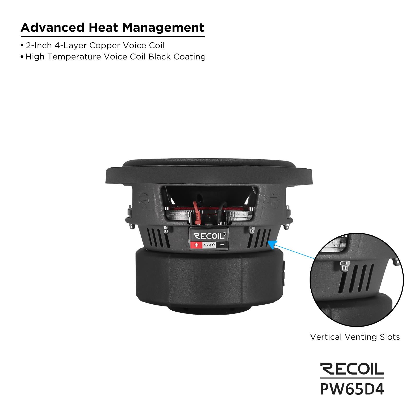 RECOIL PW65D4 - 400 Watts 6.5" 17cm Echo Pro Series Dual 4 Ohm Car Subwoofer