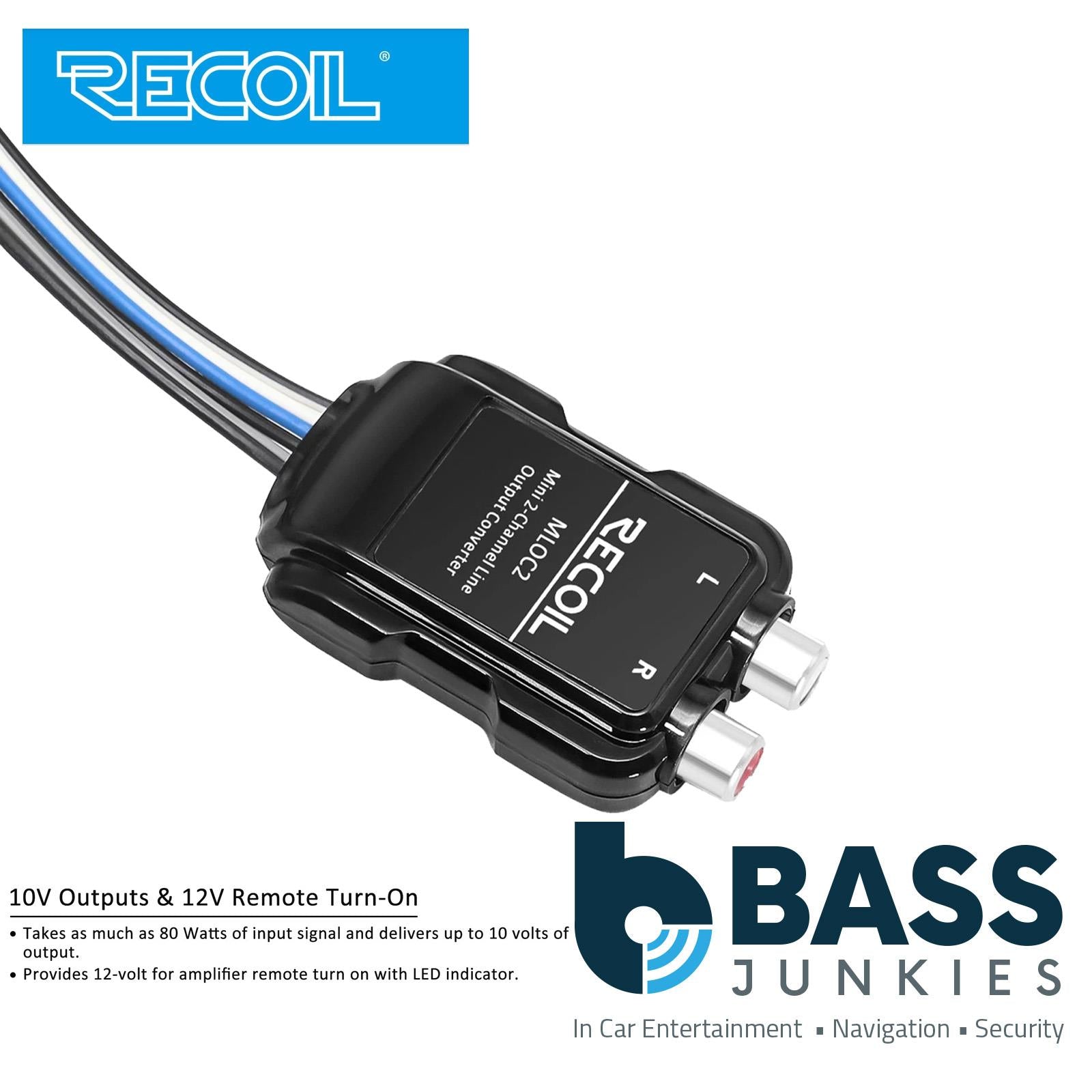 Recoil MLOC2 - Car Stereo High to Low 2 Channel Speaker to RCA Phono Convertor