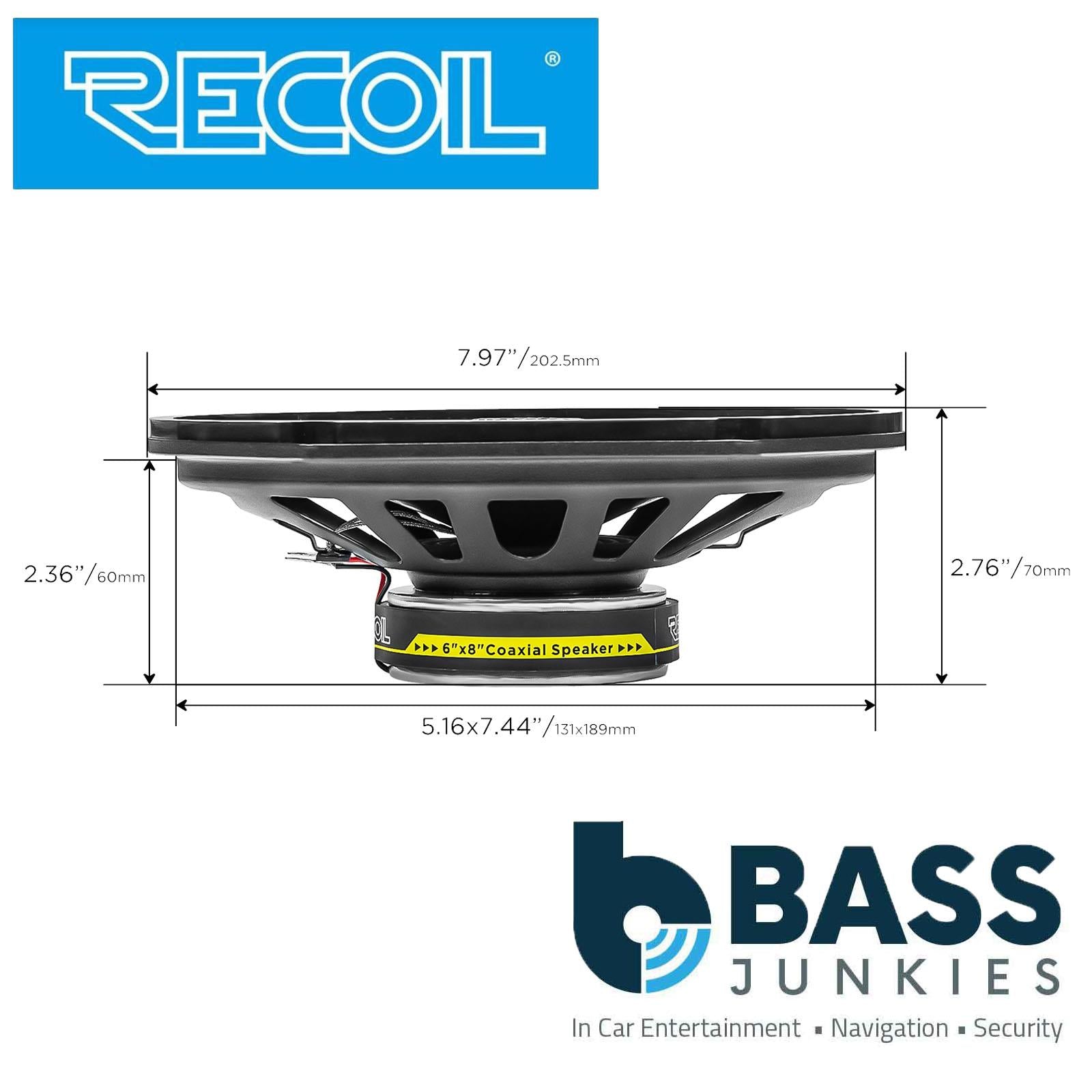Recoil RLX682 - 180 Watts 6x8" Inch 2 Way Coaxial Car Door Speakers Pair