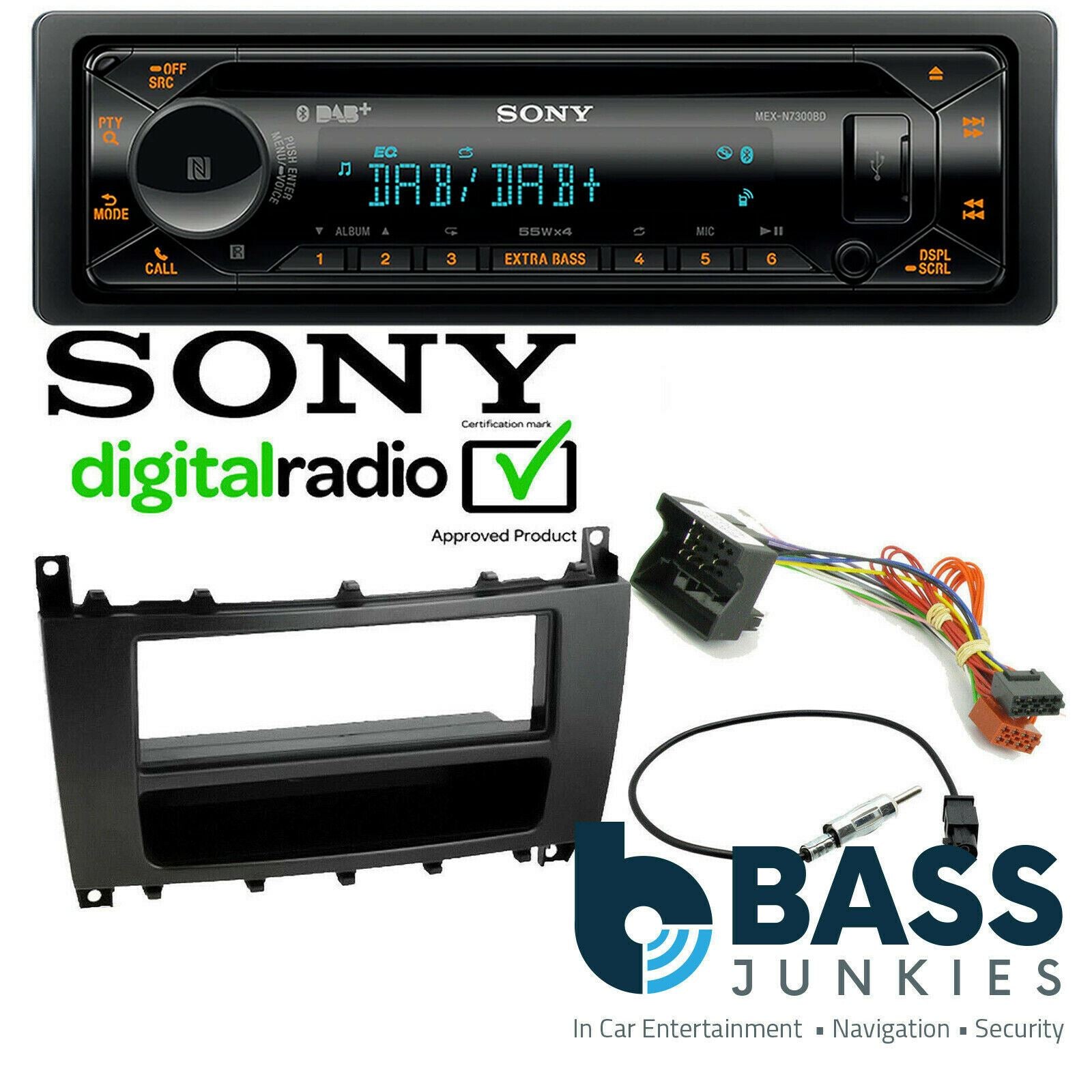 Mercedes Benz CLK W209 Sony DAB CD MP3 USB Bluetooth Car Stereo & Fitting Kit