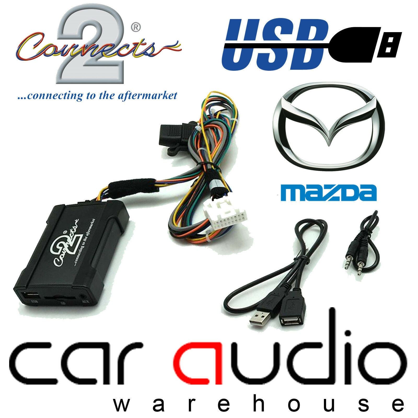 Connects2 CTAMZUSB001 Mazda 3 5 6 MX-5 RX-8 Car USB Aux Interface Adapter