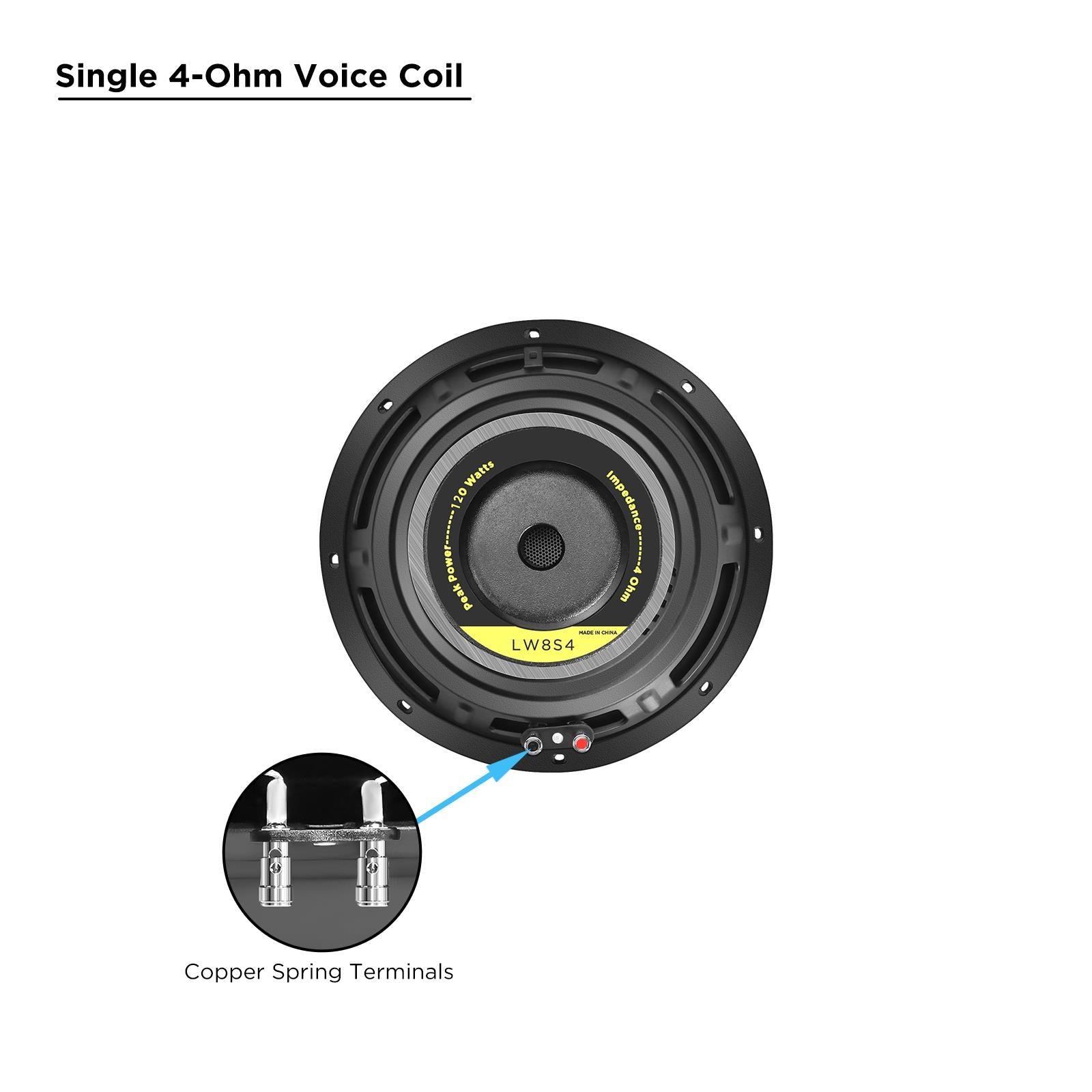 Recoil LW8S4 - 160 Watts 8" Inch 20cm Single Voice Coil 4-Ohm Car Sub Subwoofer