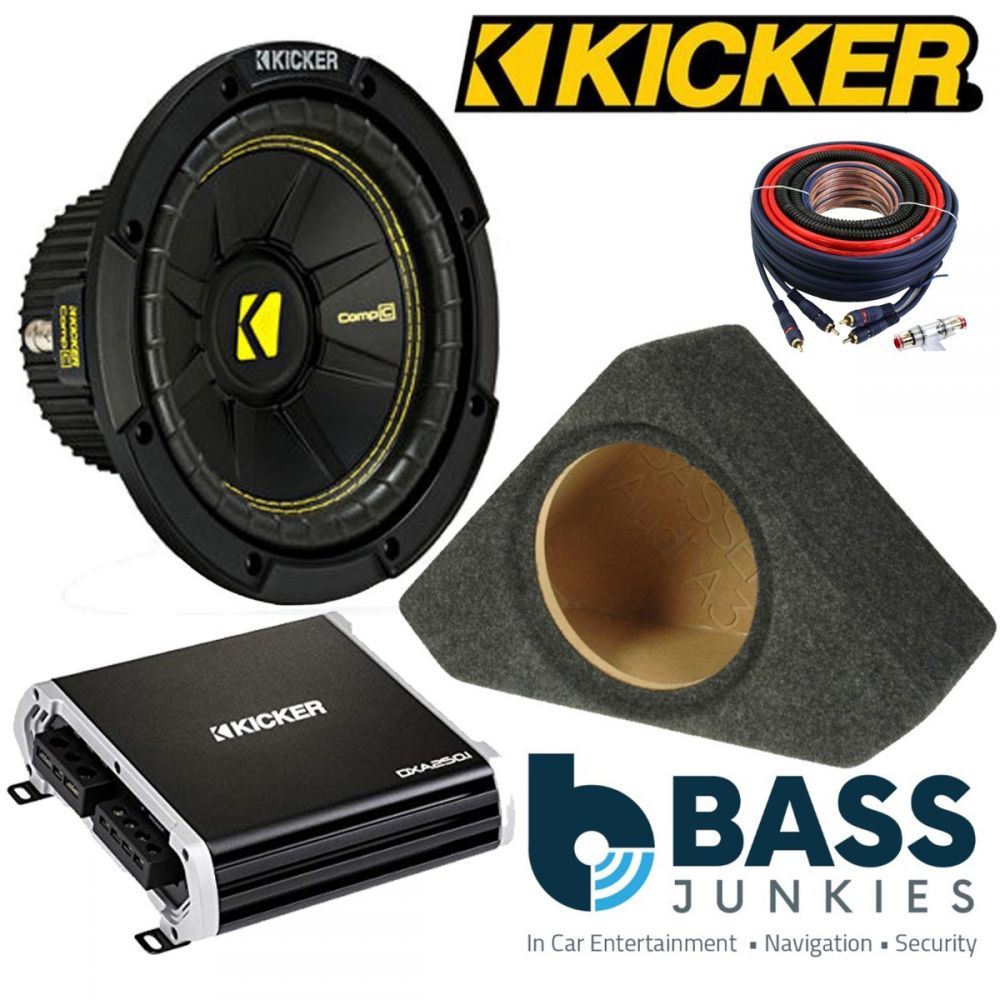 Audi A3 1996-2003 Kicker CWCS84 - CompC 8" 400 Watts Car Subwoofer Custom Bass Box Kit & Kicker DX Series 250 Watts Monoblock Car Amplifier