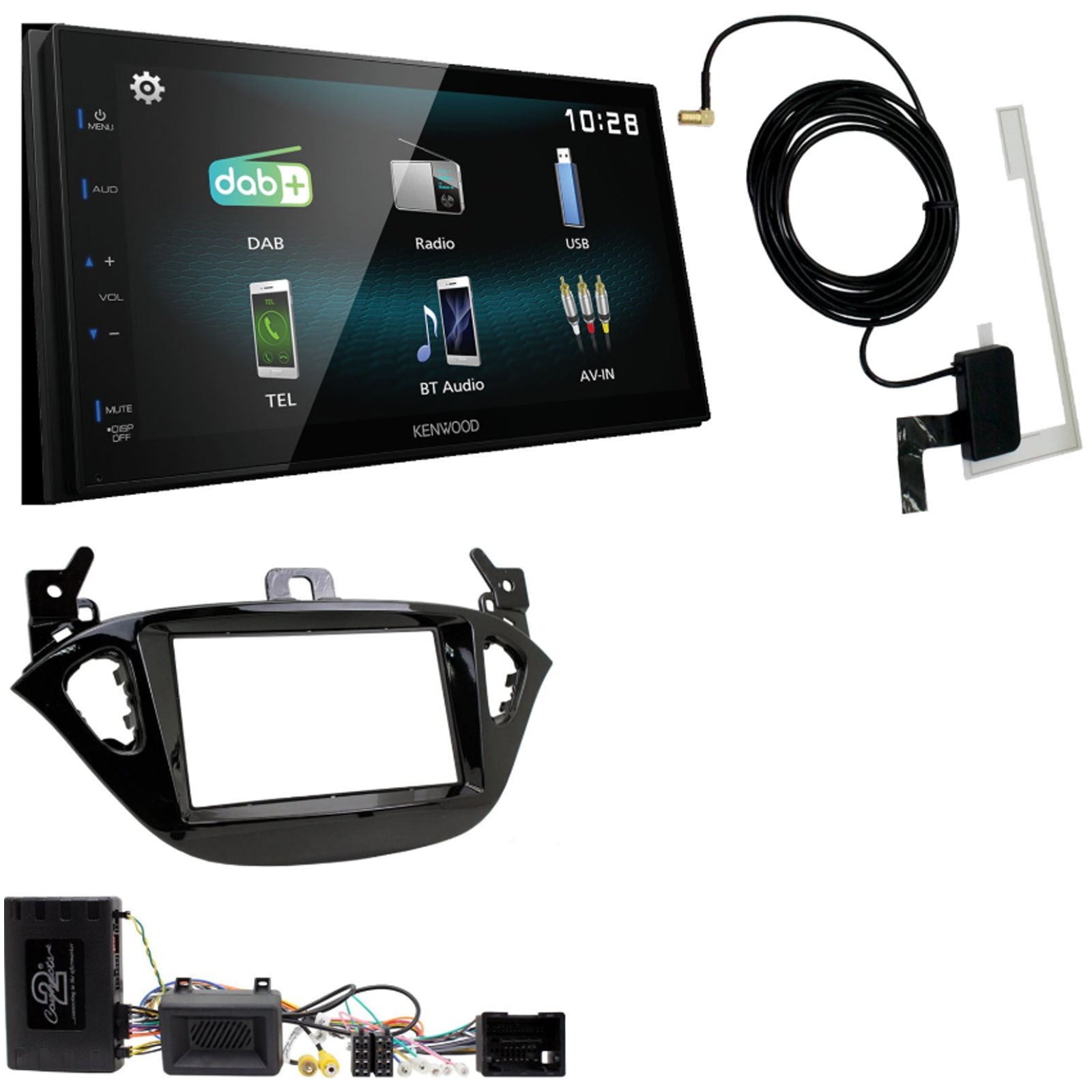 Kenwood DMX-125DAB + Connects2 Double Din + Steering Wheel Controls fits Opel Adam 2013-21|Corsa 2014-|Vauxhall Adam 2012-|Corsa 2014-