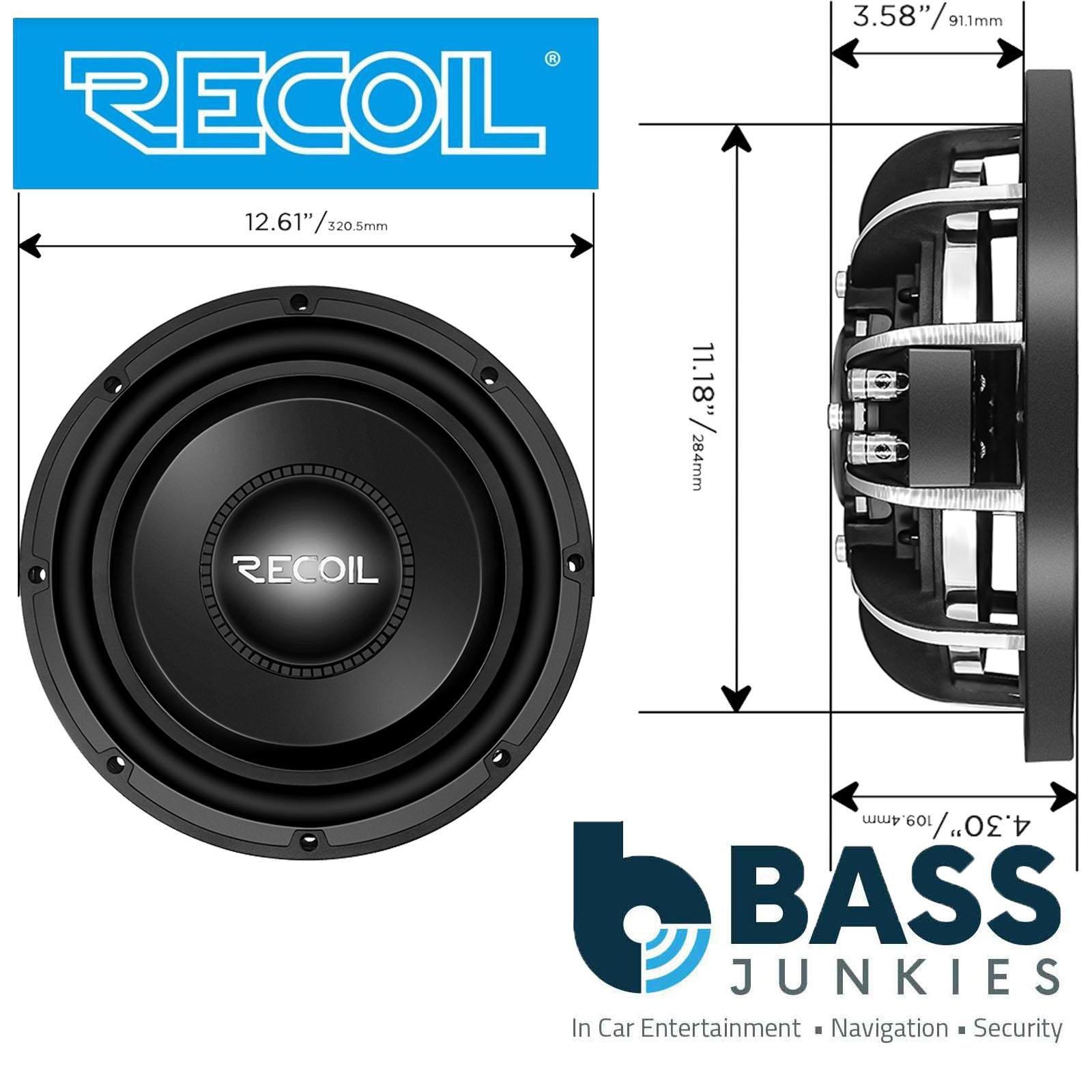 Recoil SXS12D2 - 800 Watts 12" Ultra Slim Shallow Dual 2 Ohm Car Sub Subwoofer