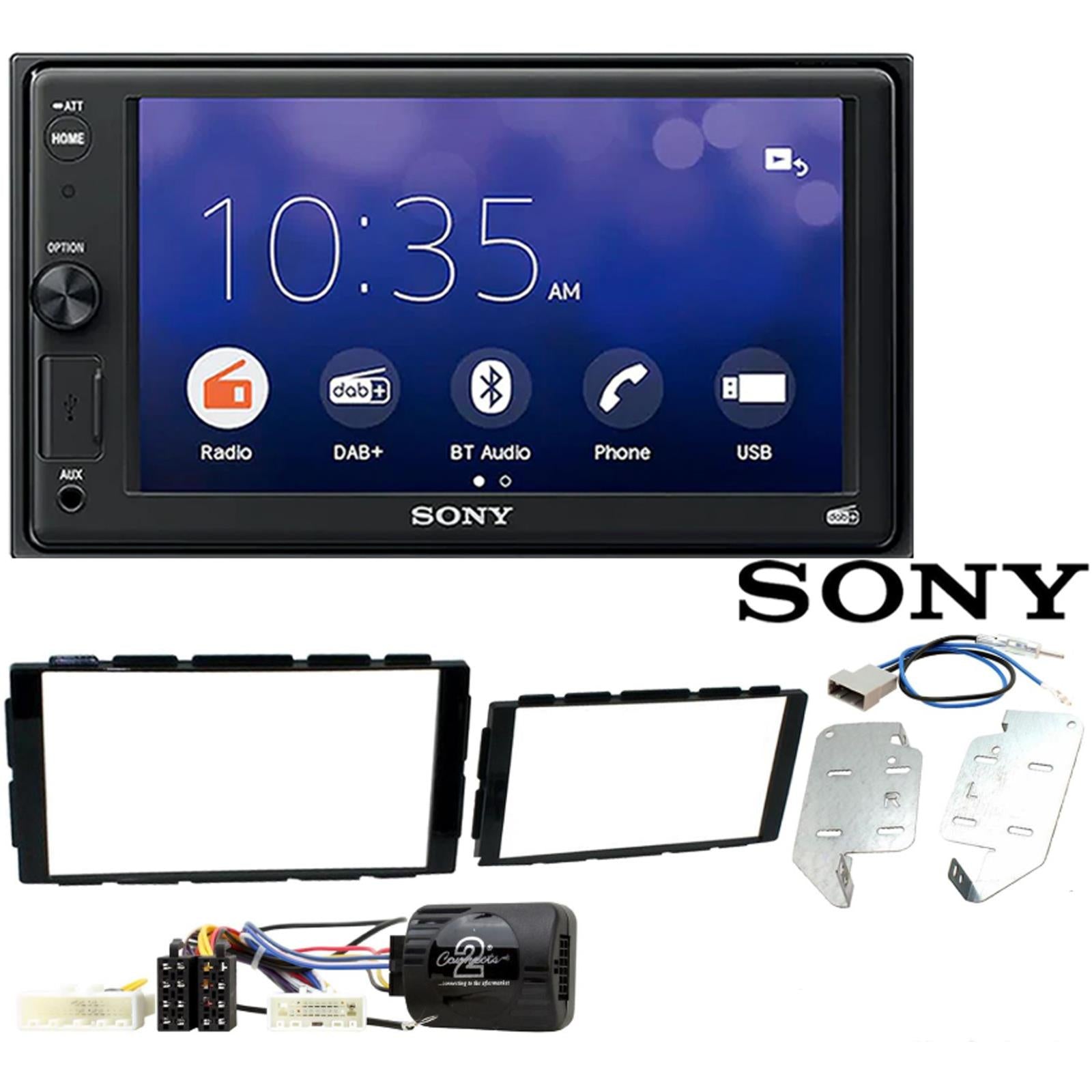 SONY 6.2" Screen Blutooth Double Din Stereo Fitting Kit + Steering Wheel Stalk Controls to fit Nissan Juke 2014-