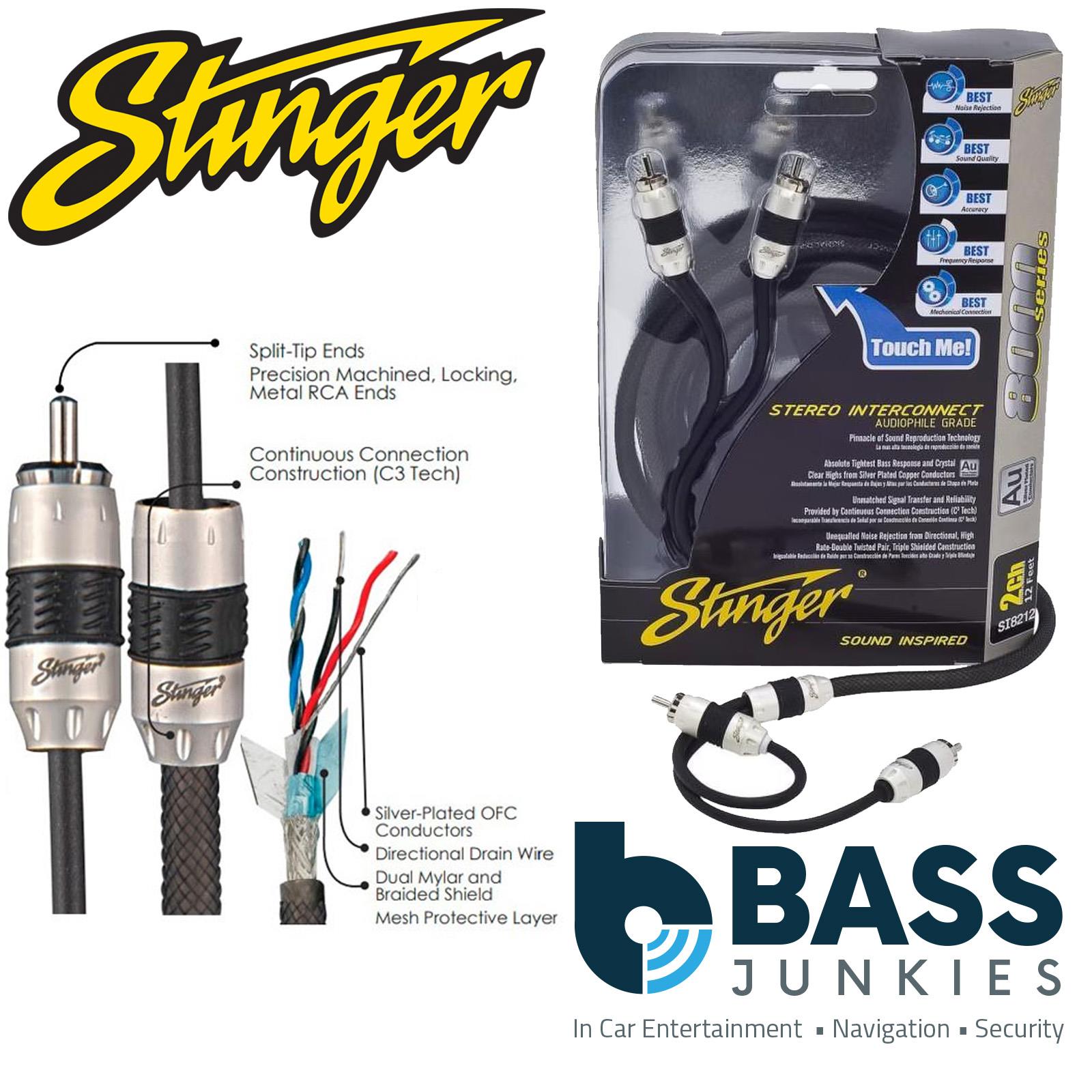 Stinger SI823 8000 Series 0.91 Metre 3Ft 2 Channel Triple Shielded Silver RCA Phono Cable