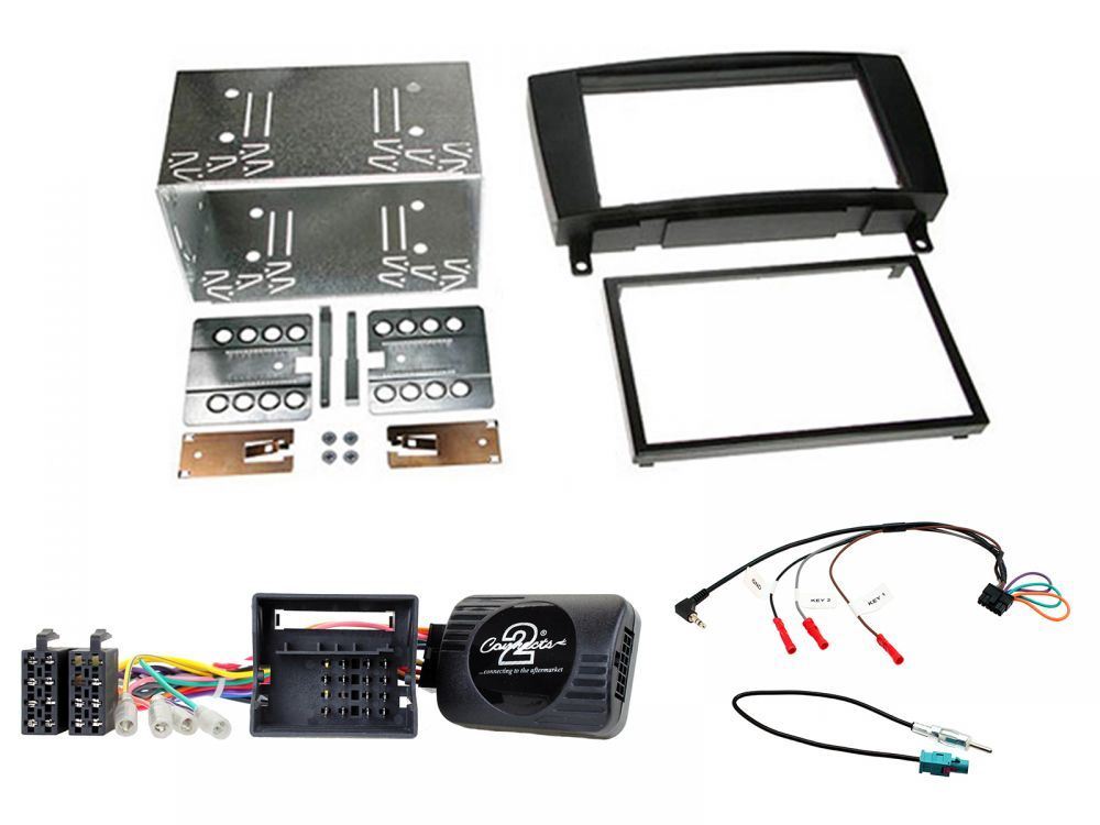 Connects2 CTKMB15 - Mercedes Benz CLK 2004 - 2009 Double Din Fascia & Steering Wheel Interface Installation Kit