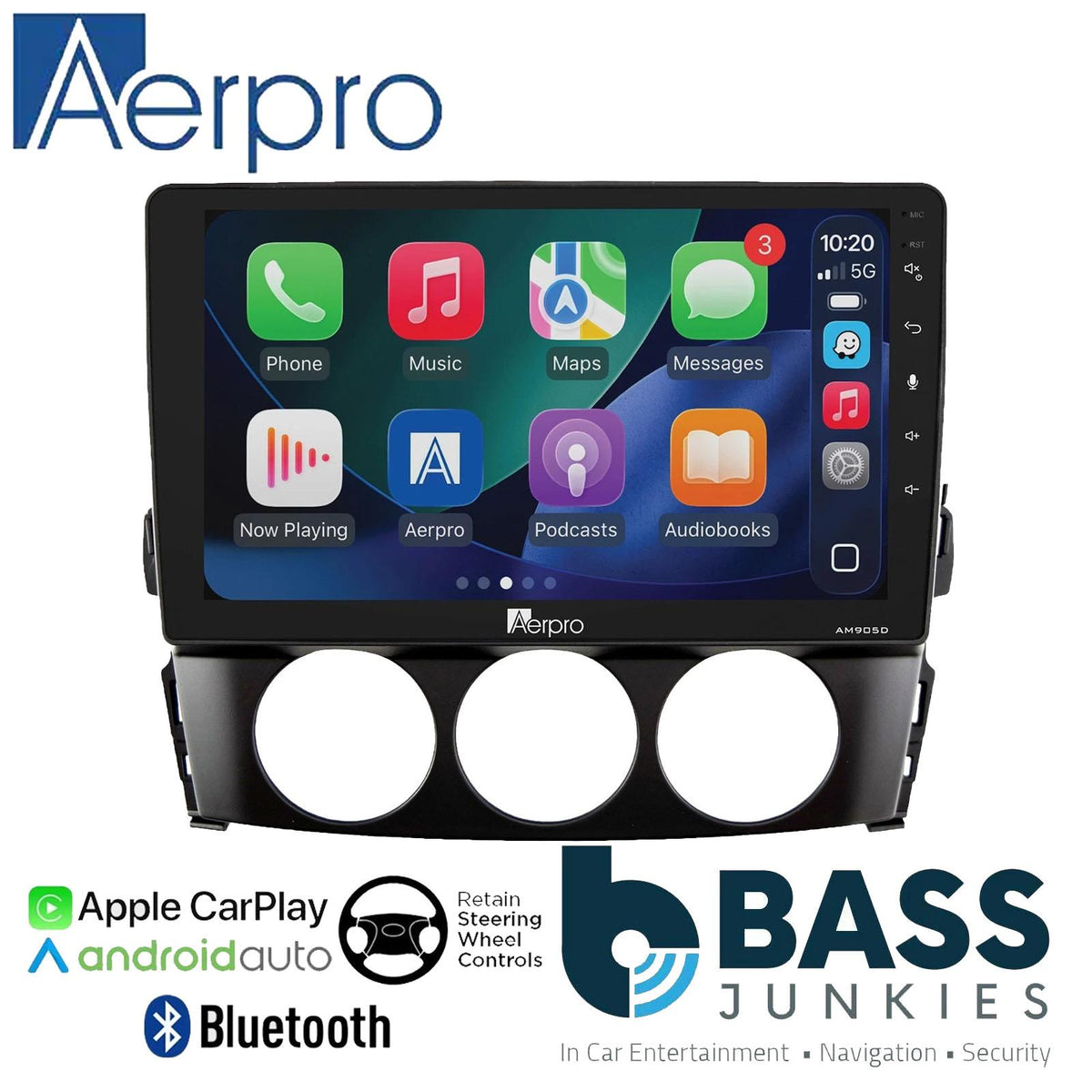 Aerpro 9" DAB CarPlay Android Car Stereo Fitting Kit For Mazda MX-5 09 Onwards
