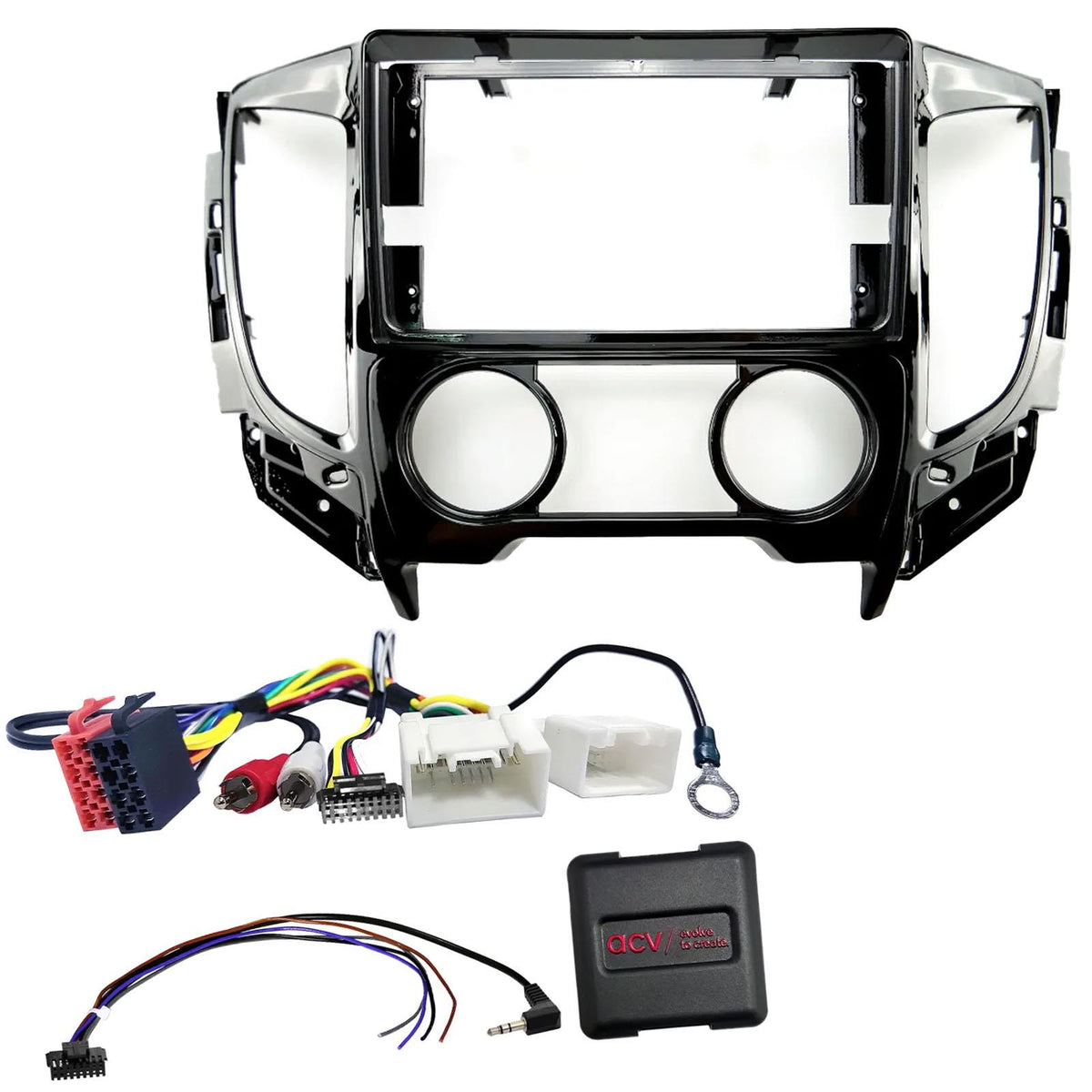 For Mitsubishi Triton 2015-22 Fascia Panel & Steering Control Interface For 9" Android Car Stereo