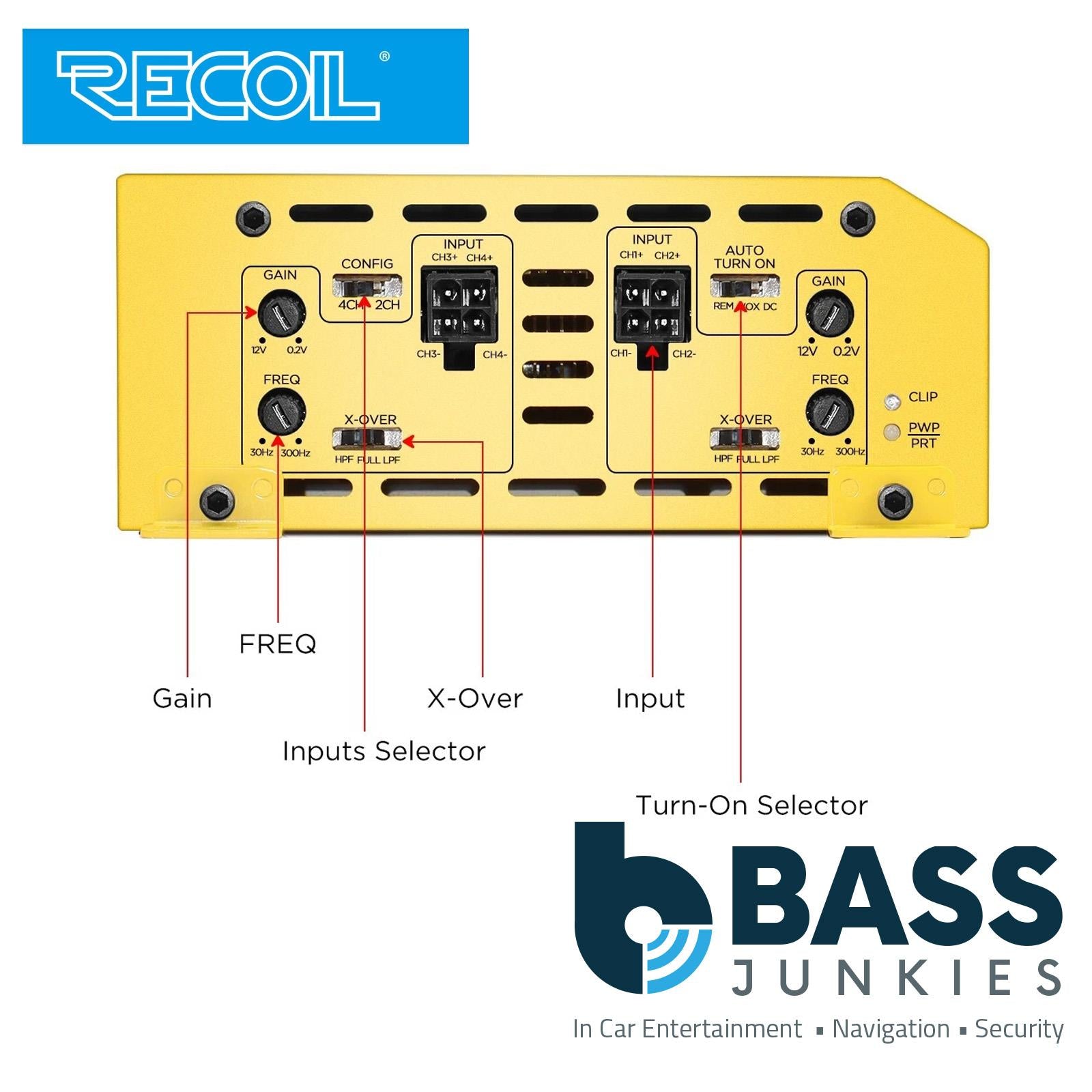 Recoil RL680.4 - 4 Channel Class D 680 Watts 170W x 4 RMS Compact Car Amplifier