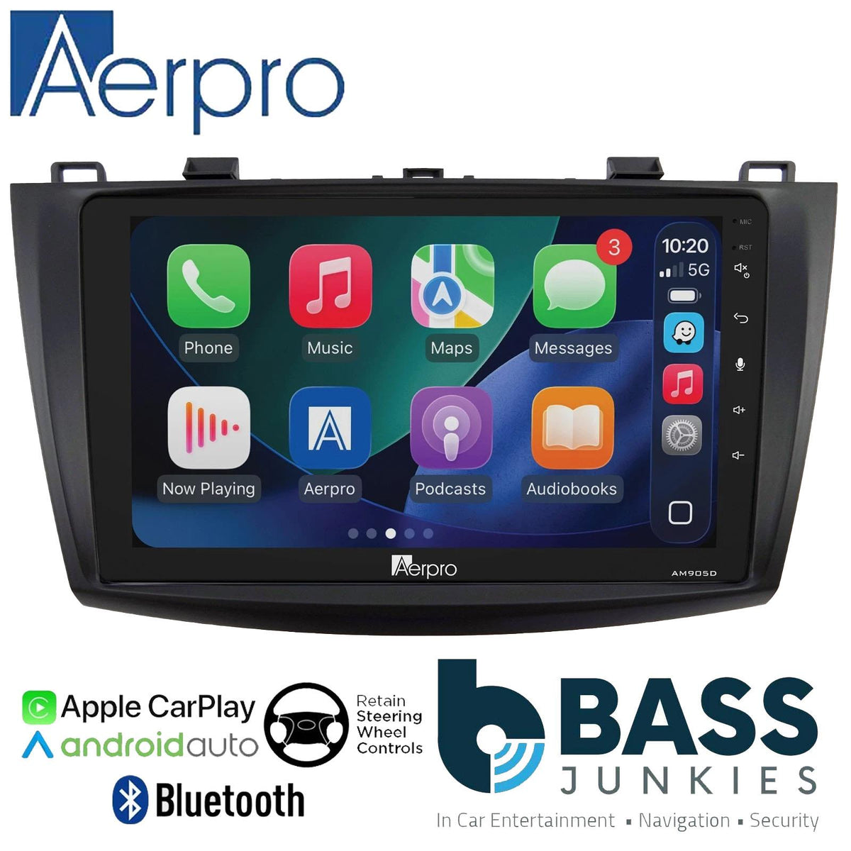 Aerpro 9" DAB CarPlay Android Car Stereo Fitting Kit For Mazda 3 2010 - 2013