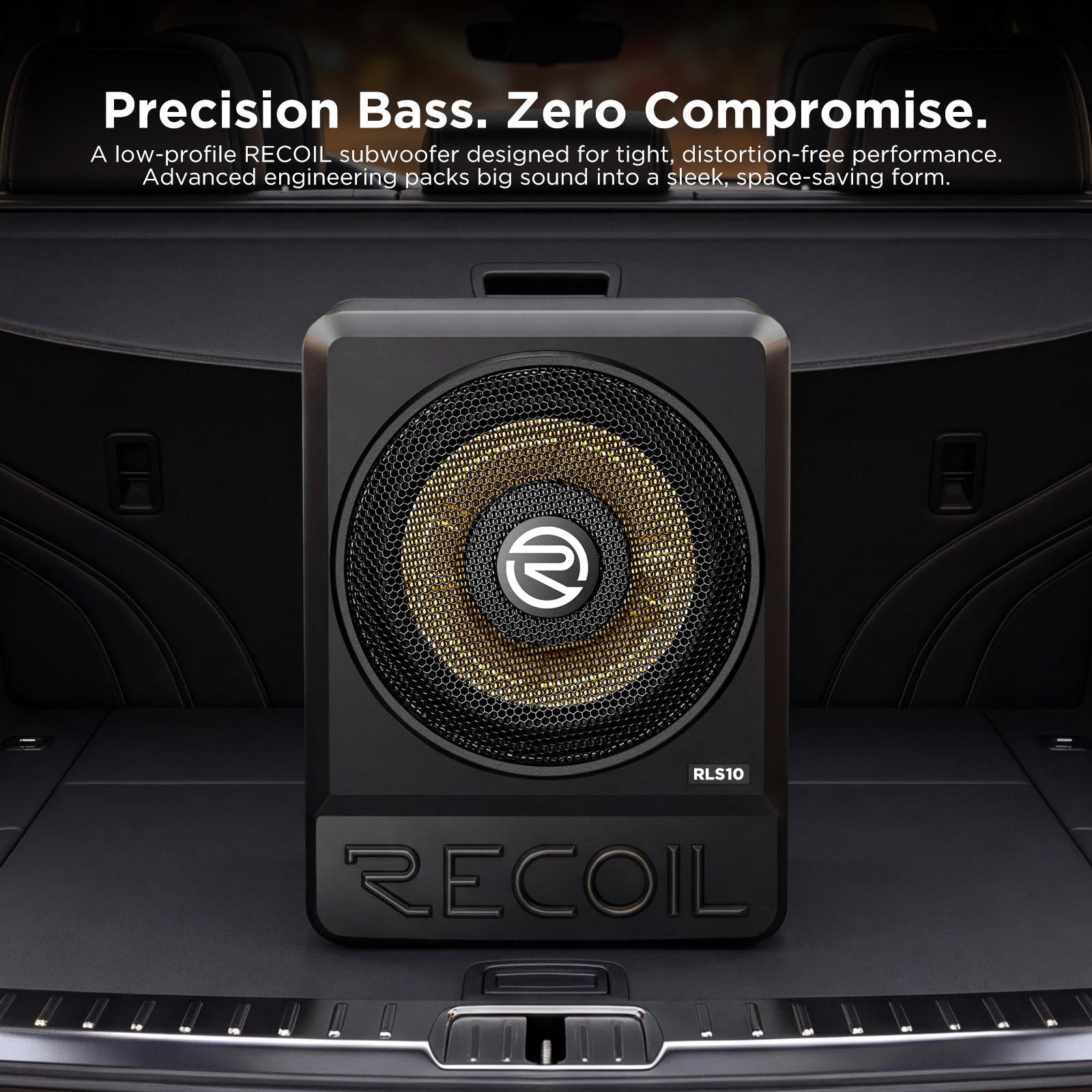 Recoil RLS10 - 500 Watts 10" Underseat Amplified Car Subwoofer & Bass Controller