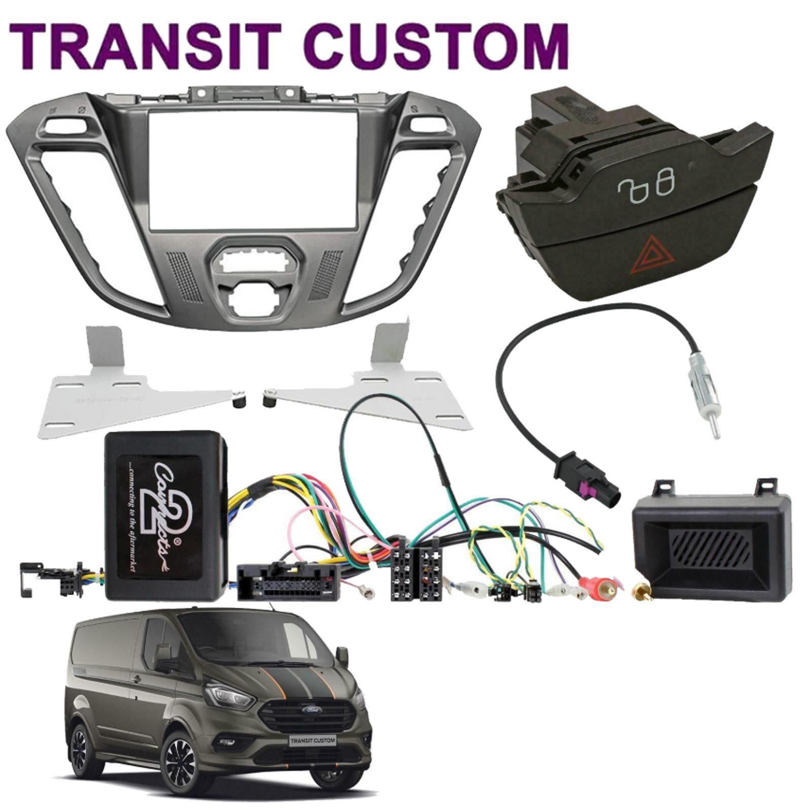 Ford Transit Custom 2012 Blue Display Stereo Silver Fascia Hazard Steering Kit