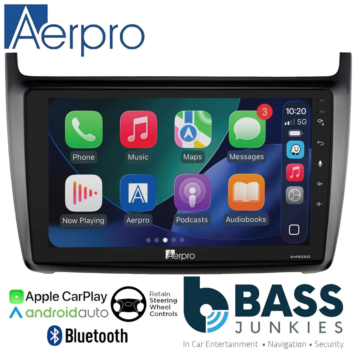 Aerpro 9" DAB CarPlay Android Car Stereo Kit For Volkswagen Polo Black 2014 On