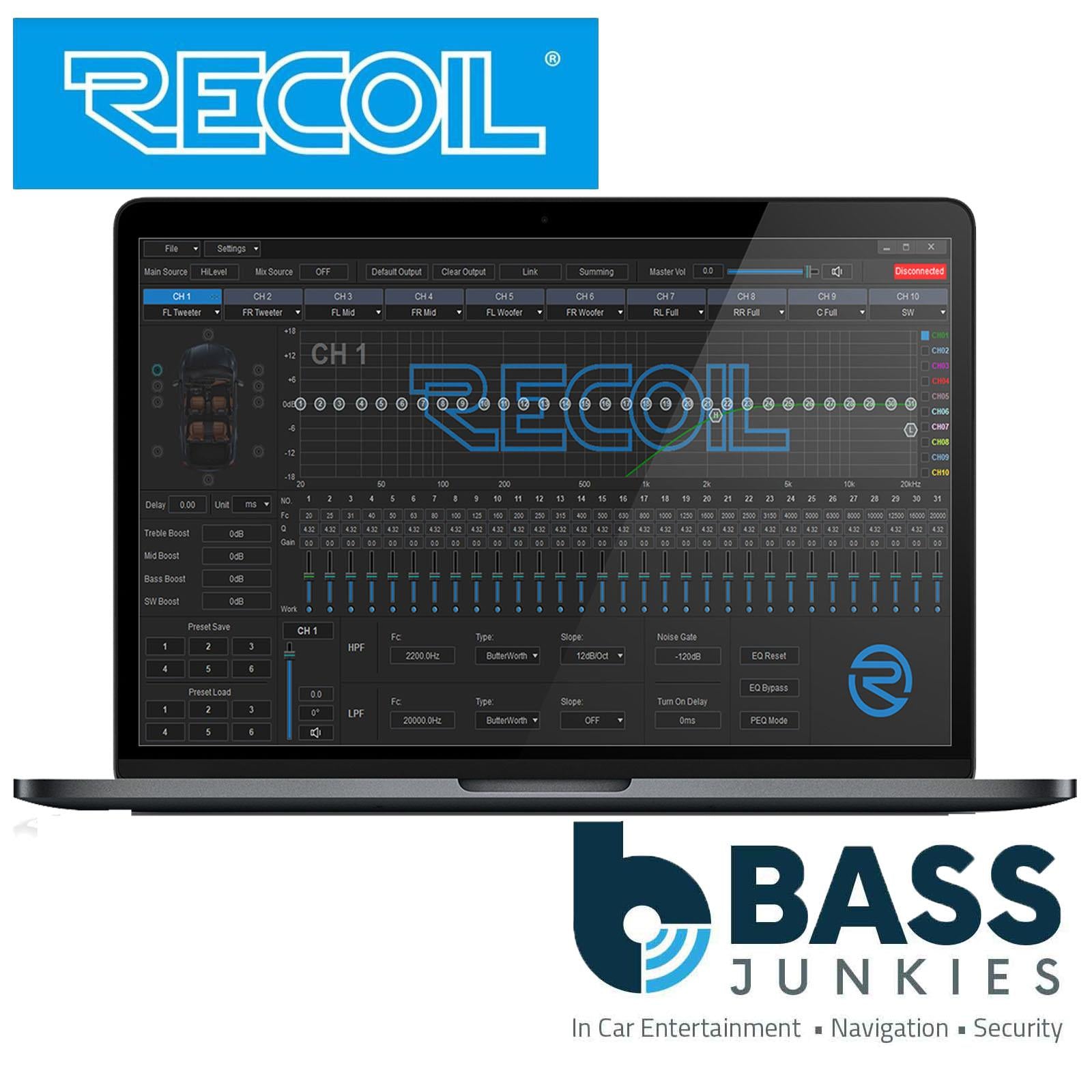 Recoil P610-PRO - 10 Channel DSP 6-In/10-Out Car Amplifier & Bluetooth Streaming