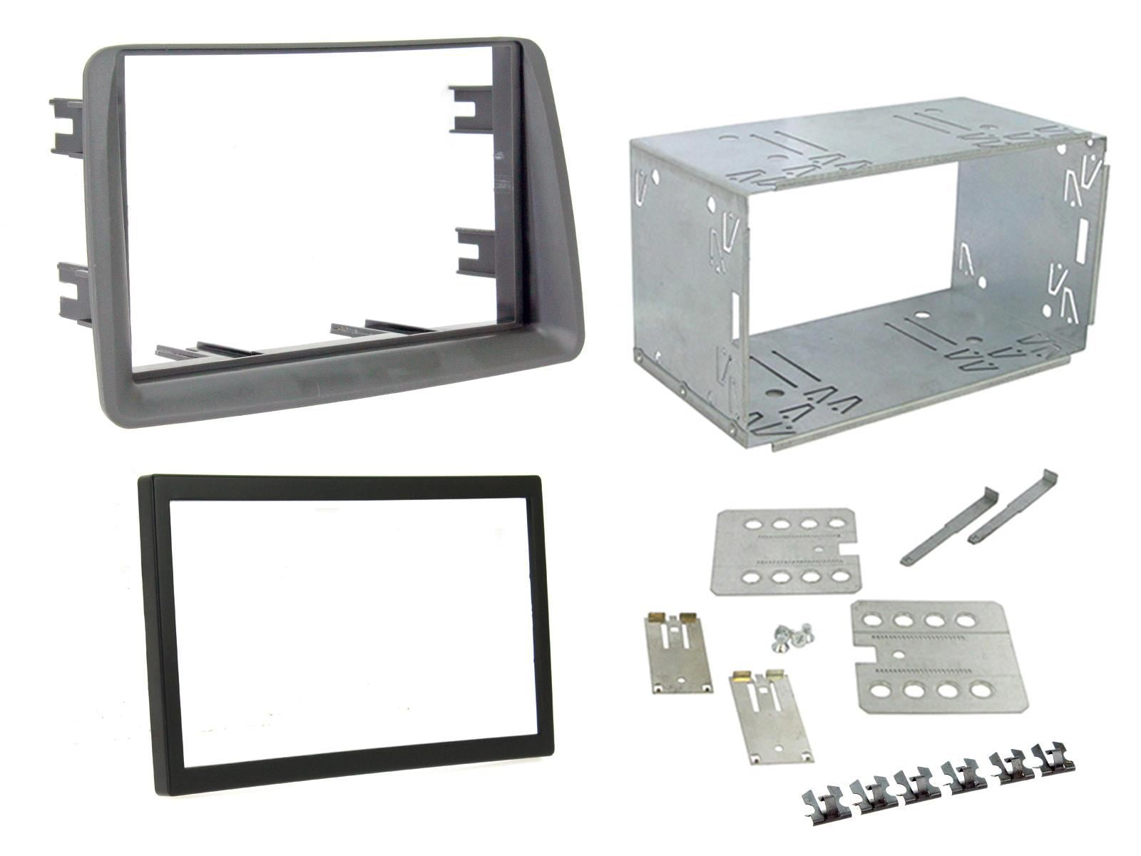 Double Din Stereo Fitting Kit + Steering Wheel Stalk Controls to fit Fiat Panda 2003-12