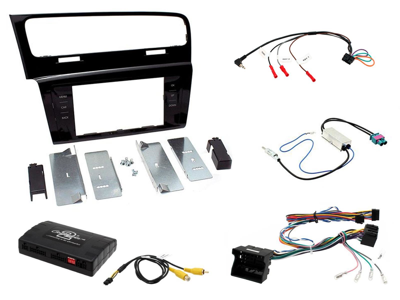 Grundig 6.8" Apple Android Double Din Stereo Fitting Kit + Steering Wheel Stalk Controls to fit VW Golf 2013-18