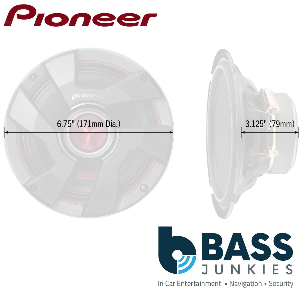 Pioneer TS-M651PRO - 1000 Watts a Pair 6.5" (16.5cm) PRO Series High Efficiency Midbass Car Speakers